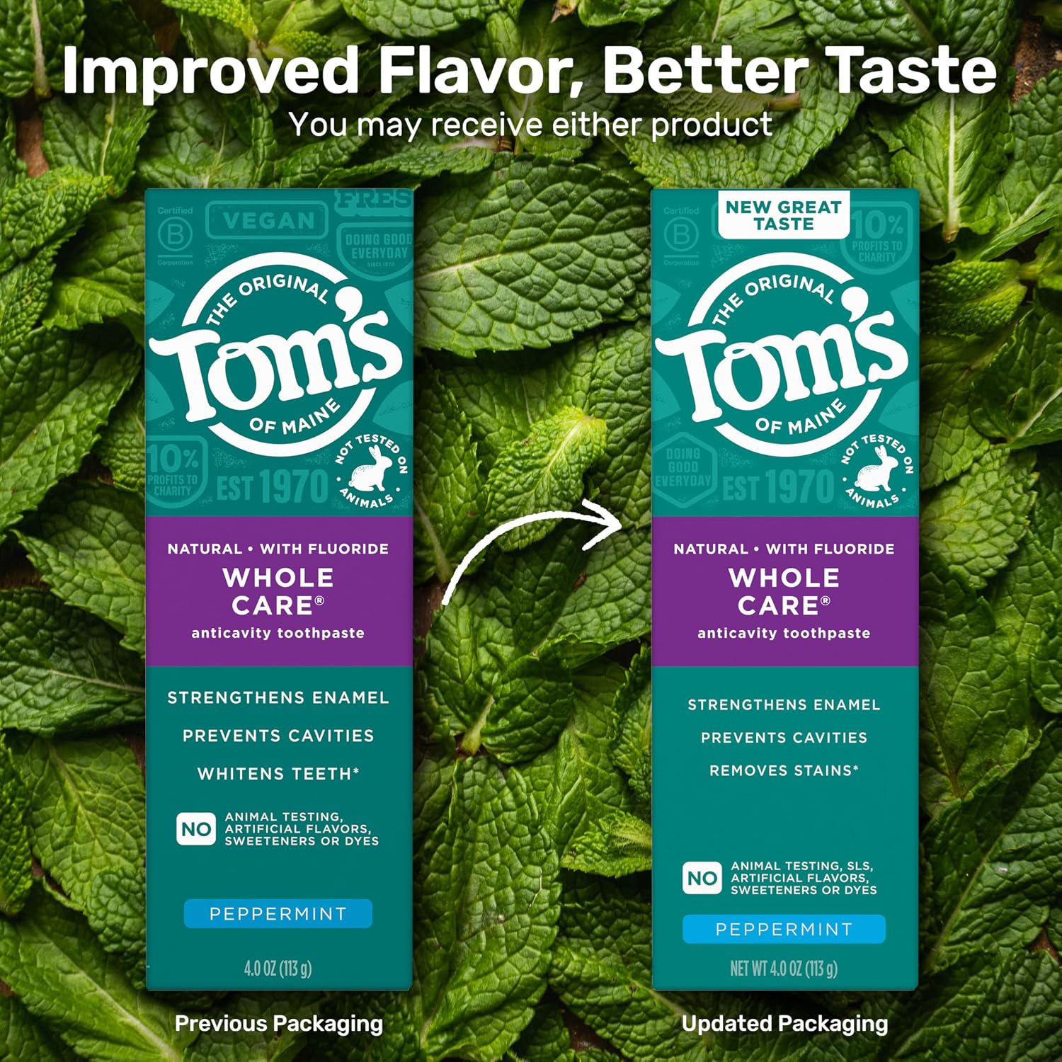 Detalle de Tom's of Maine Whole Care Peppermint Toothpaste 4 oz. 🪥