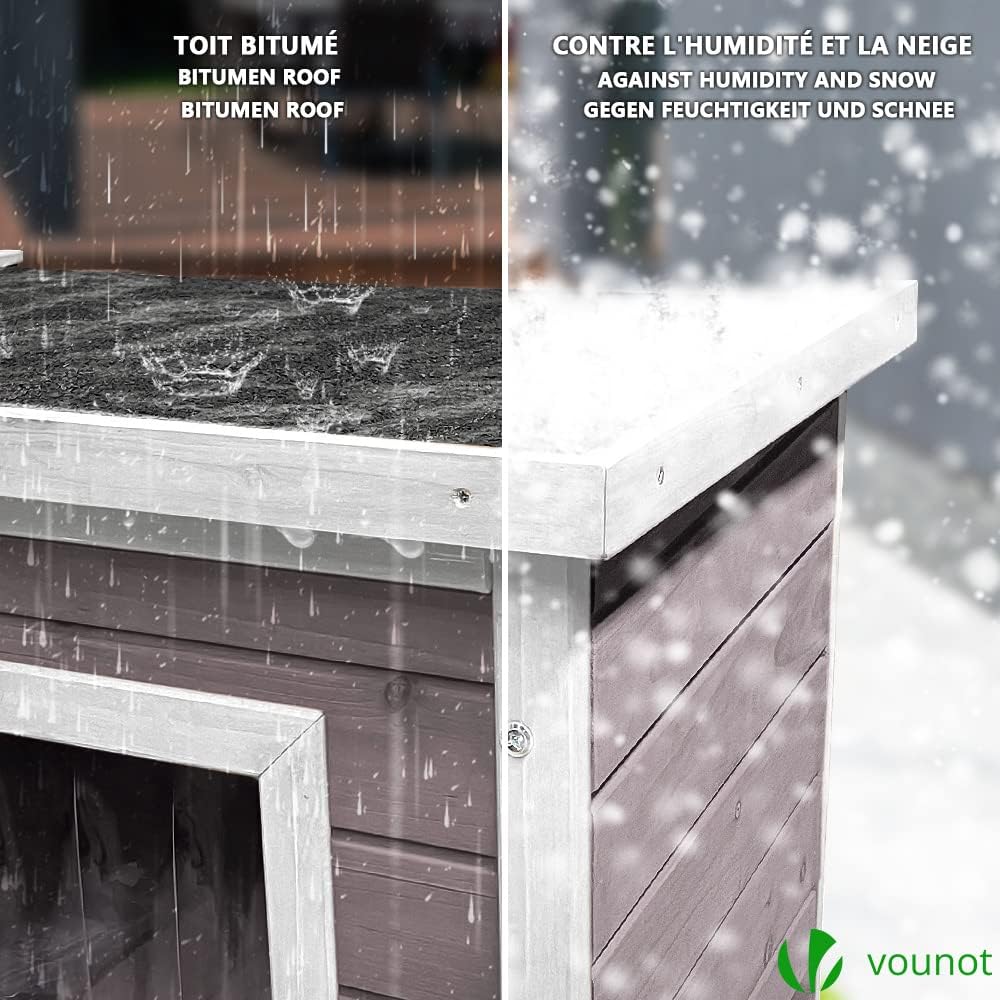 Thumbnail 3 de VOUNOT Casetta per Gatti in Legno con Finestra in Plexiglas – Cuccia da Esterno 57x45x43 cm