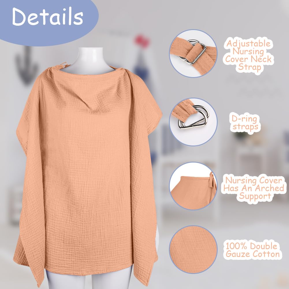 Thumbnail 2 de Aolso Stillbezug aus Musselin (Stilltuch) mit verstellbarem Riemen für Babys – für Autositze, Rosa