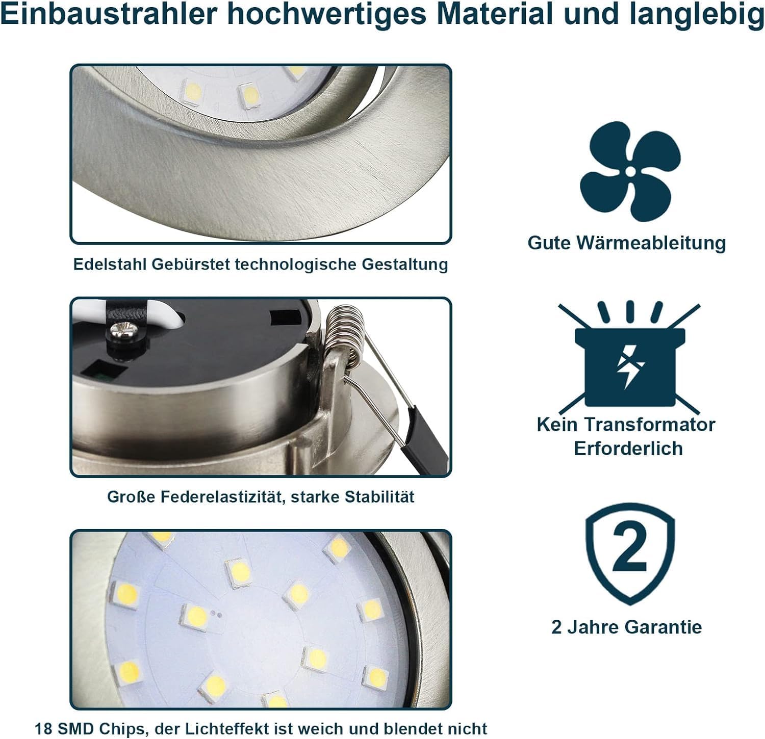 Thumbnail 5 de Wondlumi Einbaustrahler LED 5 W, neutralweiß, flach (6er-Set) mit 40° Schwenk