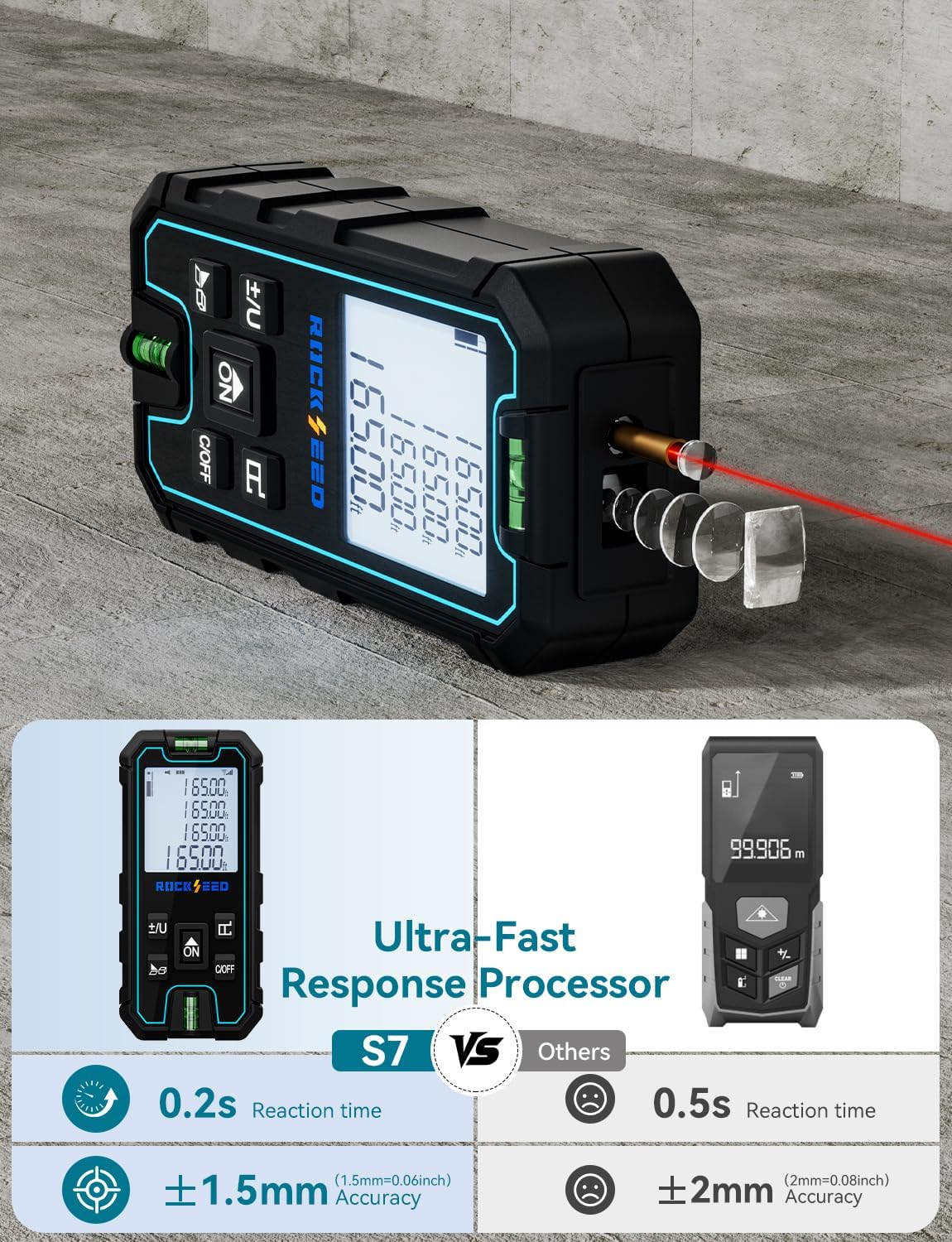 Detalle 2 de RockSeed S7 Laser Entfernungsmesser 50 m 📏