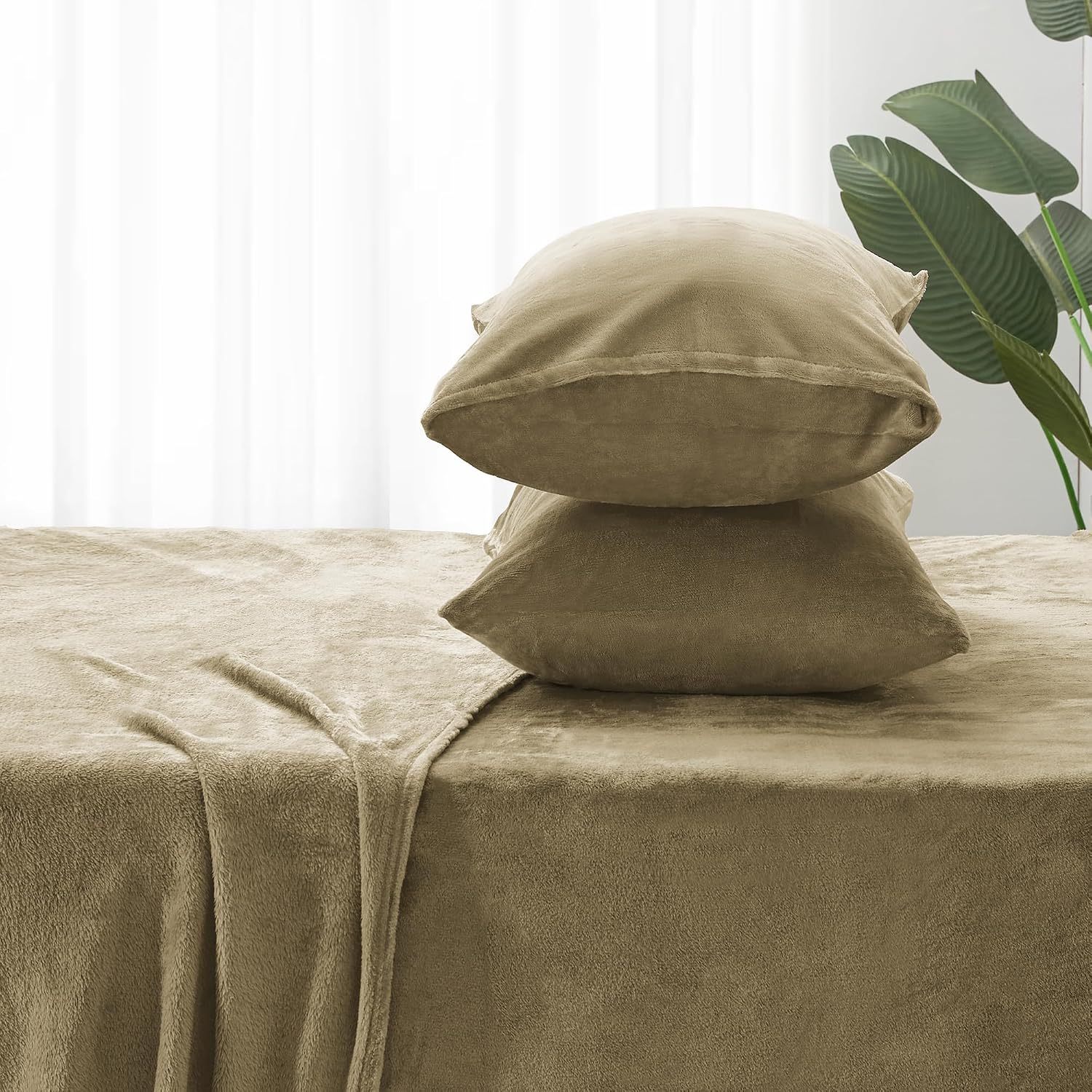 Thumbnail 6 de BEDELITE King Flannel Sheets, Camel Microfiber, 4-Piece Set with 16-Inch Pocket