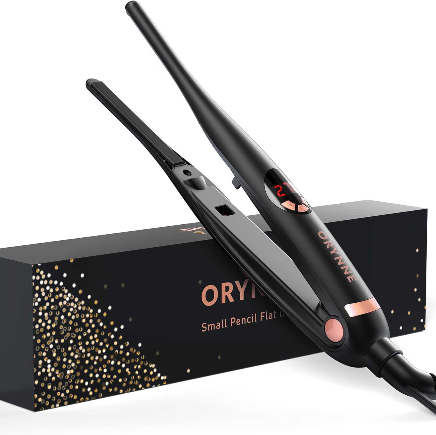 ORYNNE 3/10in Small Flat Iron for Short Hair, Pixie Cuts & Edges (Champagne Gold)