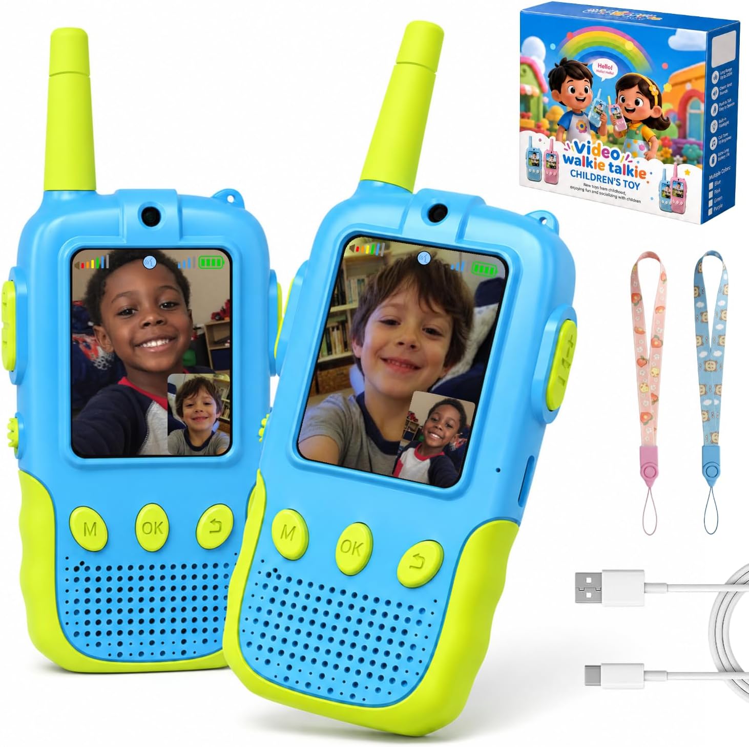 Detalle de KYTHOVI Video Walkie Talkies, 2-Pack Rechargeable with Screens, Blue