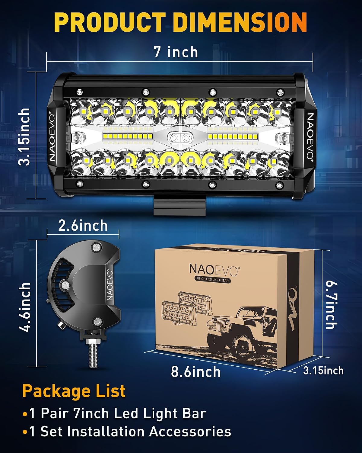 Thumbnail 6 de NAOEVO LED light bar 7-inch