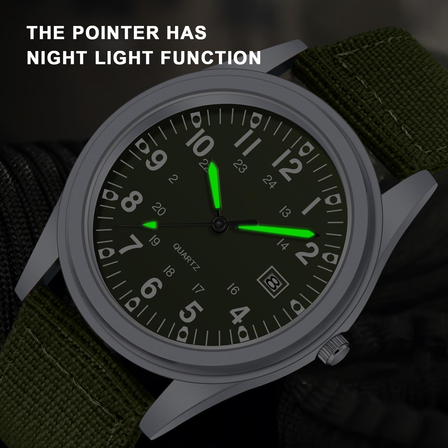 Thumbnail 5 de Tiong klassische Militär-Outdoor-Sportuhr für Herren mit Nylonarmband, Quarzwerk und Datumsanzeige (3ATM)