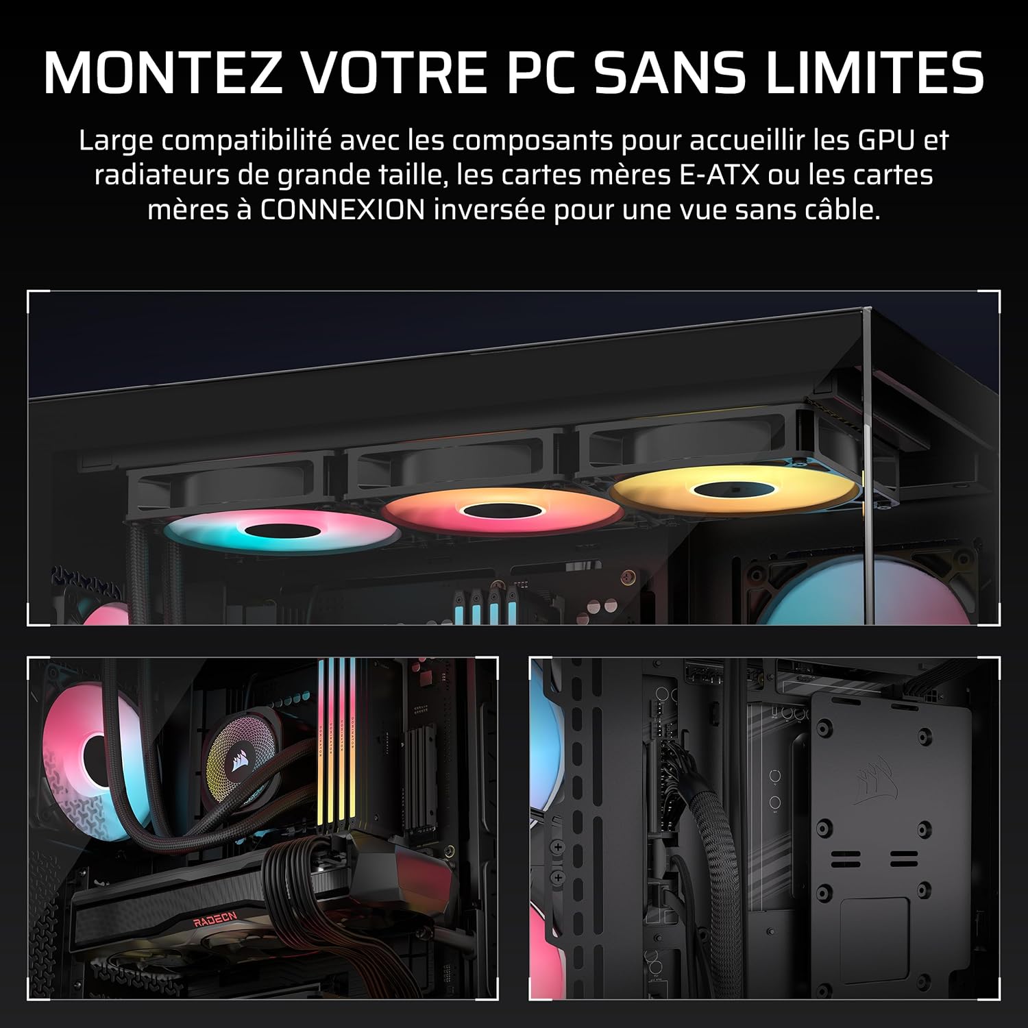 Detalle 2 de Corsair 3500X RS-R ARGB – Boîtier PC mi-Tour avec vitre panoramique et 3 ventilateurs RS120-R ARGB préinstallés