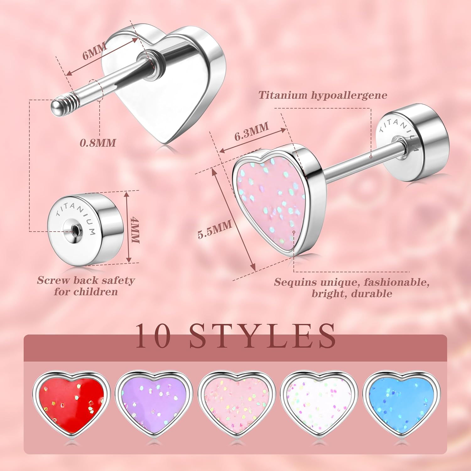 Thumbnail 4 de LOLIAS 20G Titan Herz Ohrstecker 5,5×6,3 mm