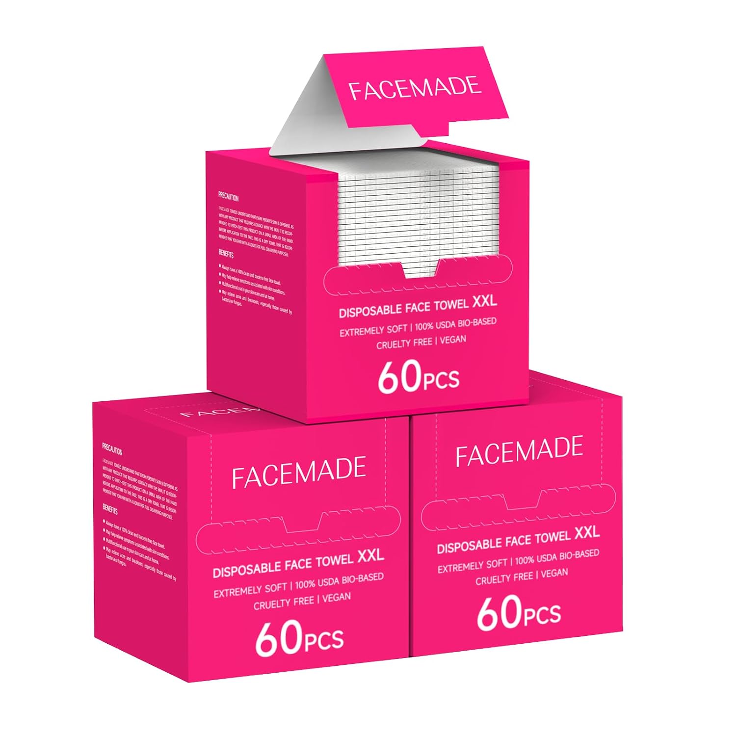 Detalle de FACEMADE RXT25019US Disposable Face Towels, 12" x 12", 180 Count