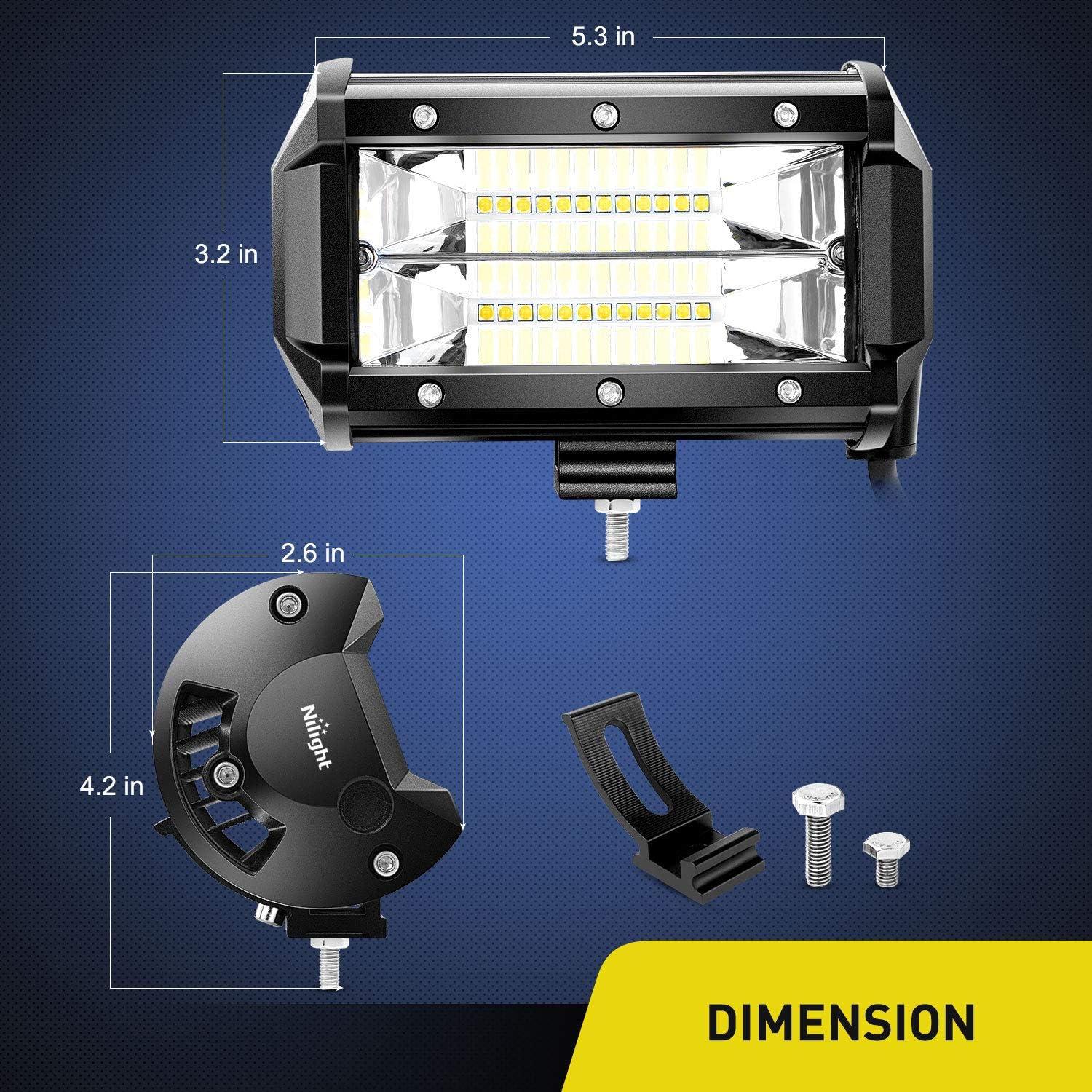 Detalle 2 de Nilight 18001F-B 5-Inch 72W Flood Bar for Trucks ⛔