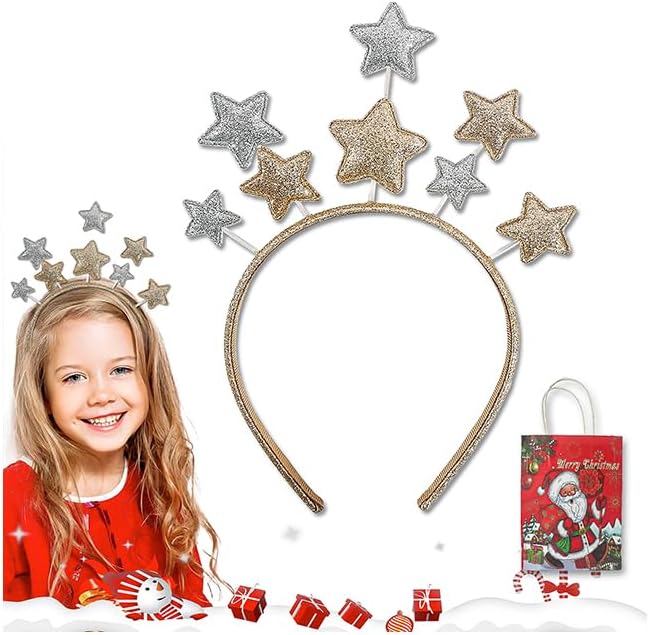 vidonio Christmas Headband with Glitter Stars
