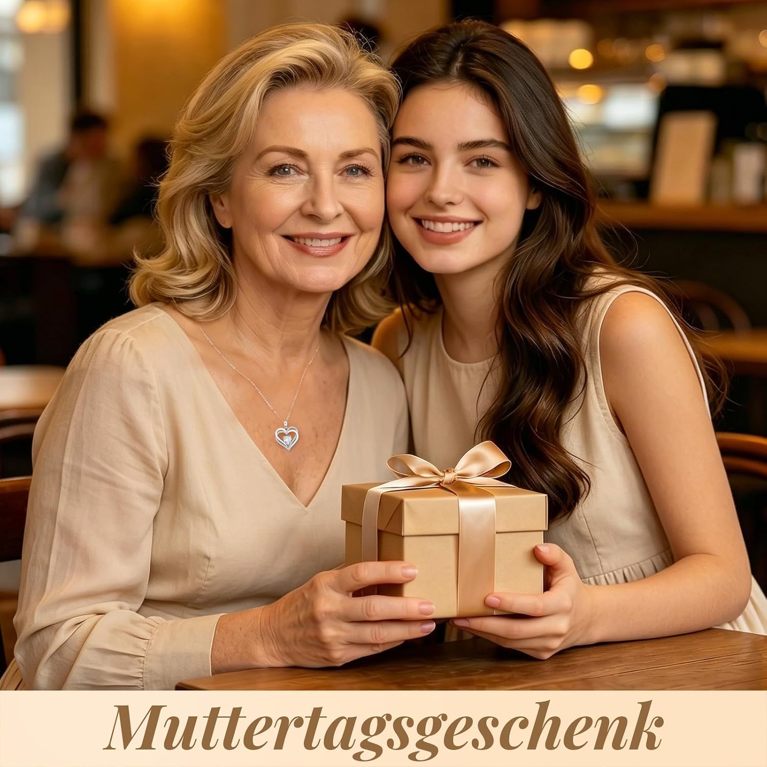 Detalle de CDE Kette Damen Herzkette 925 Sterling Silber mit Geburtsstein – Herz Anhänger, wechselbare Kette
