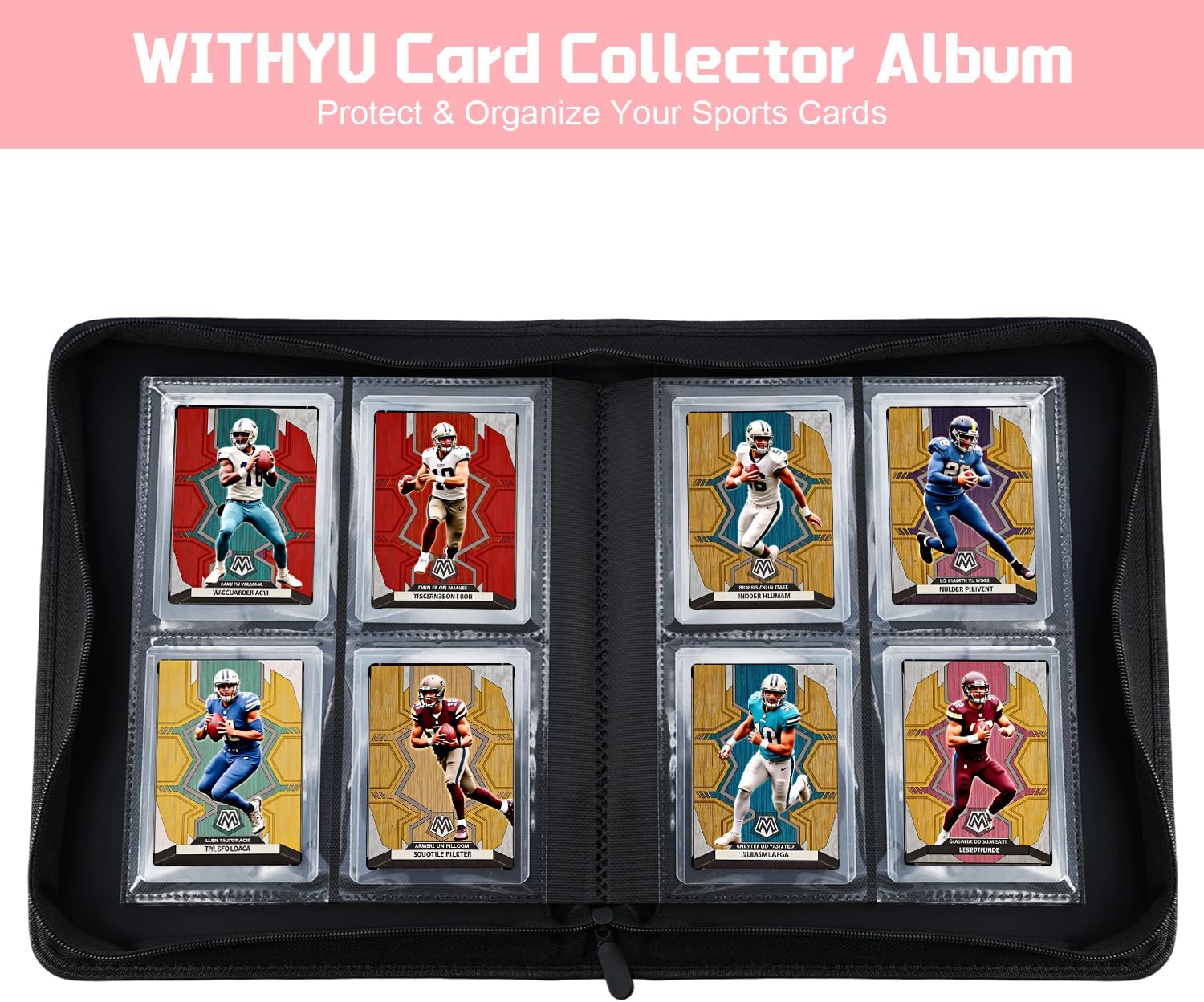 Thumbnail 6 de WITHYU Toploader Binder Holds 128 Top Loaders – 4-Pocket Ringless Card Binder in Pink