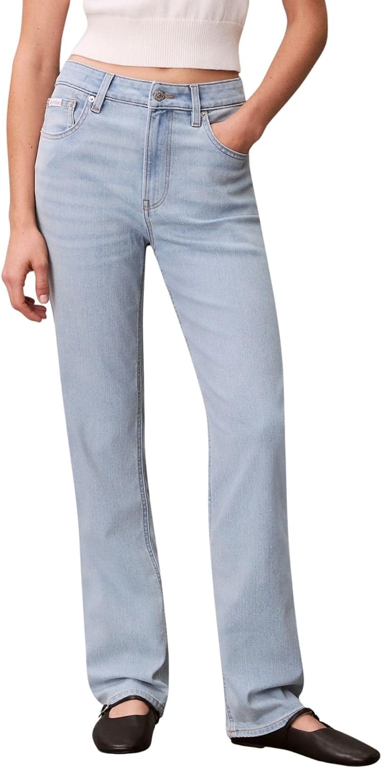 Detalle de Calvin Klein EU High Rise Straight Blue Rain – Jeans Donna