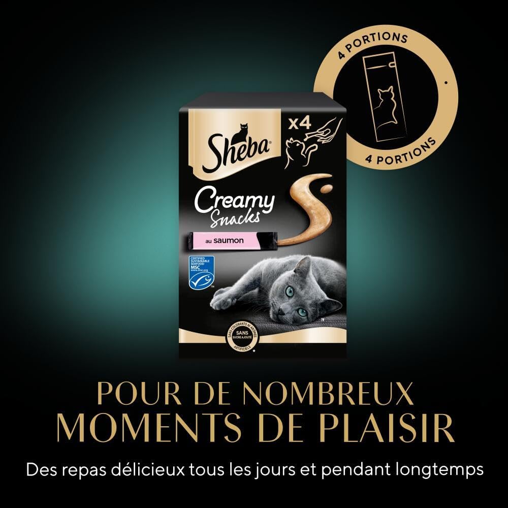 Thumbnail 5 de Sheba Creamy Snacks au Saumon 4 x 12 g – friandise crémeuse pour chat adulte
