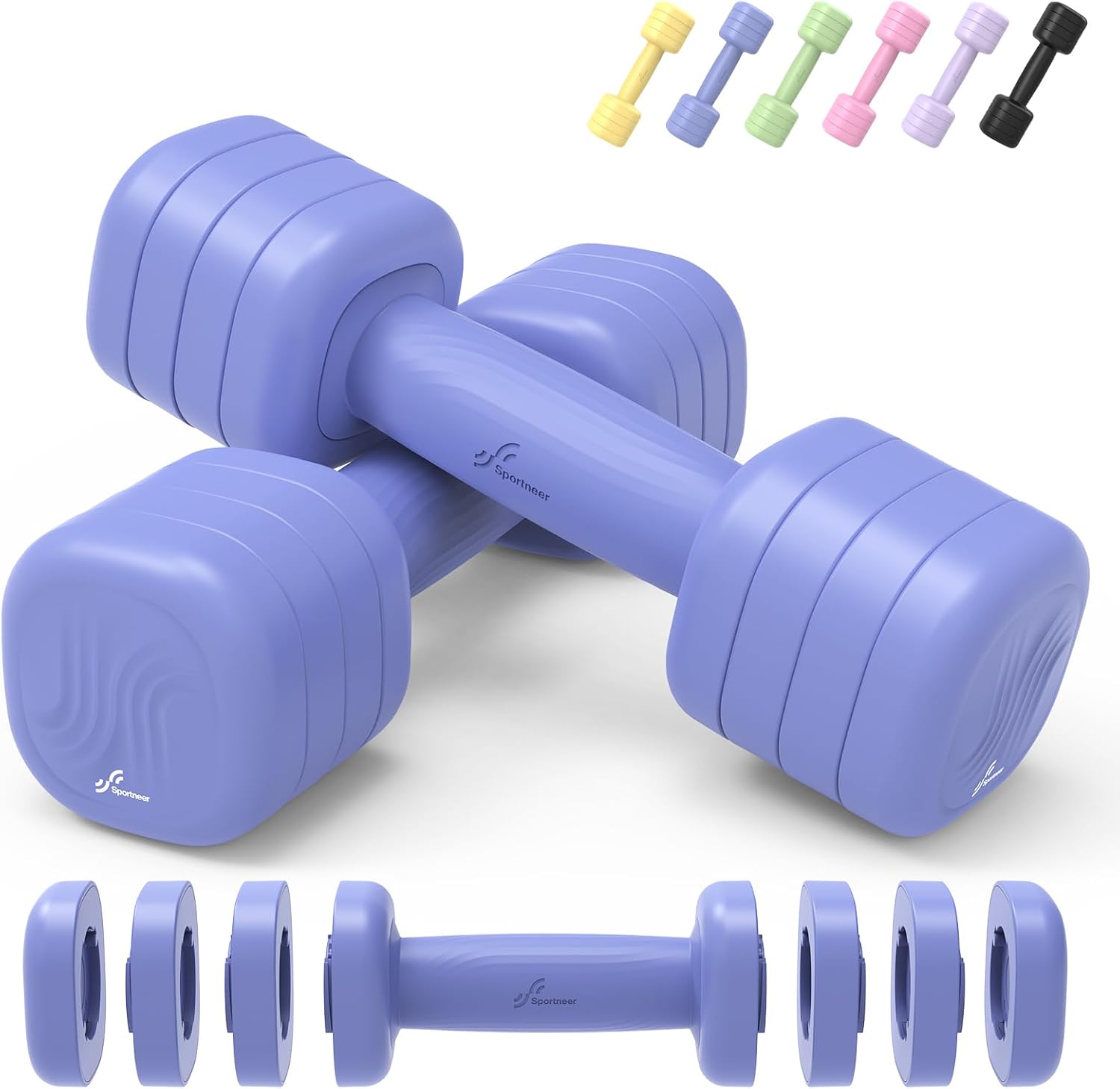 Detalle 2 de Sportneer Adjustable Dumbbells Set for Women (1–2.5kg each) – 4-in-1 pair set with non-slip TPU grip