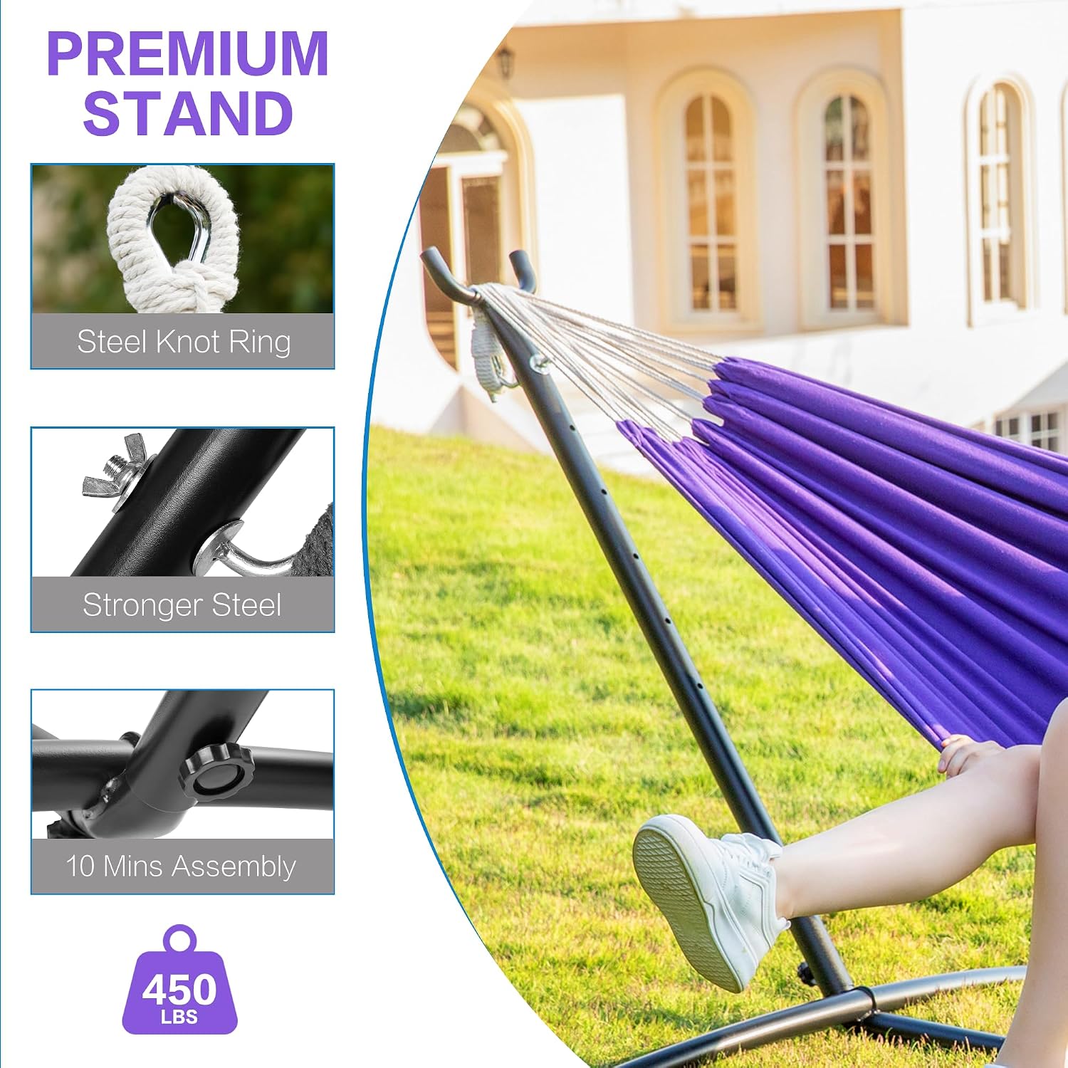 Thumbnail 6 de Double Hammock with Stand in Purple