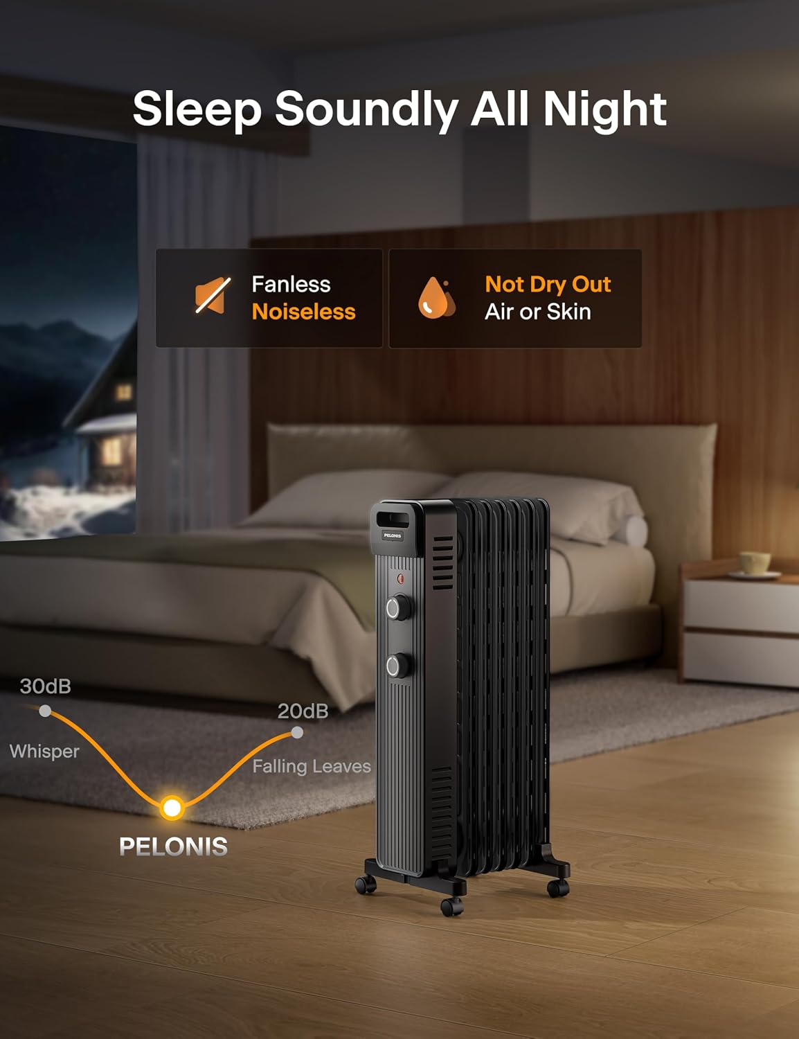 Detalle 2 de PELONIS PSHO15M2AUB Oil-Filled Radiant Heater, 1,500W, 3 Heat Modes