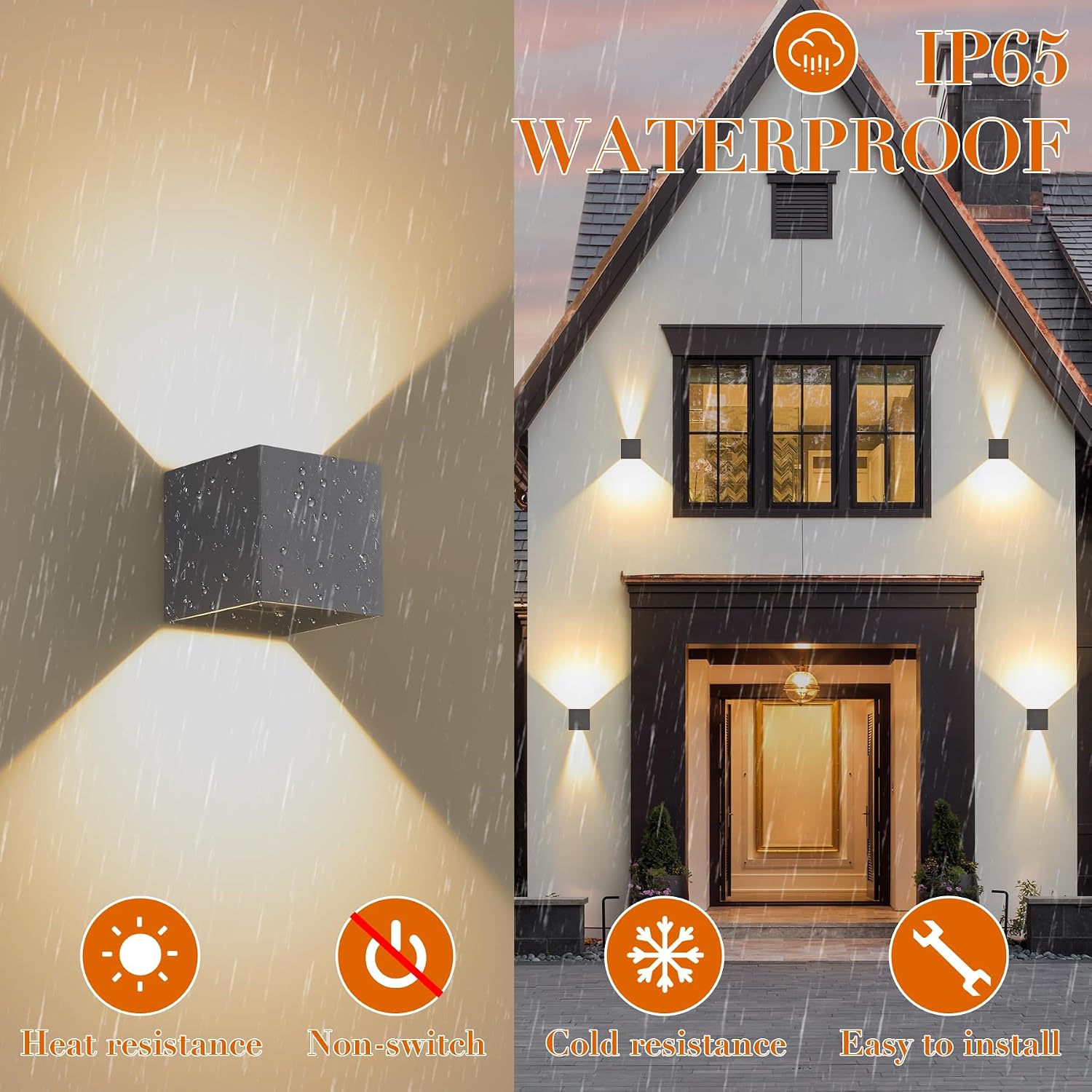 Detalle 2 de Applique da Parete LED 12W con Fascio Regolabile IP65 – Bianco caldo 3000K, alluminio, 10x10x10 cm, Grigio Scuro