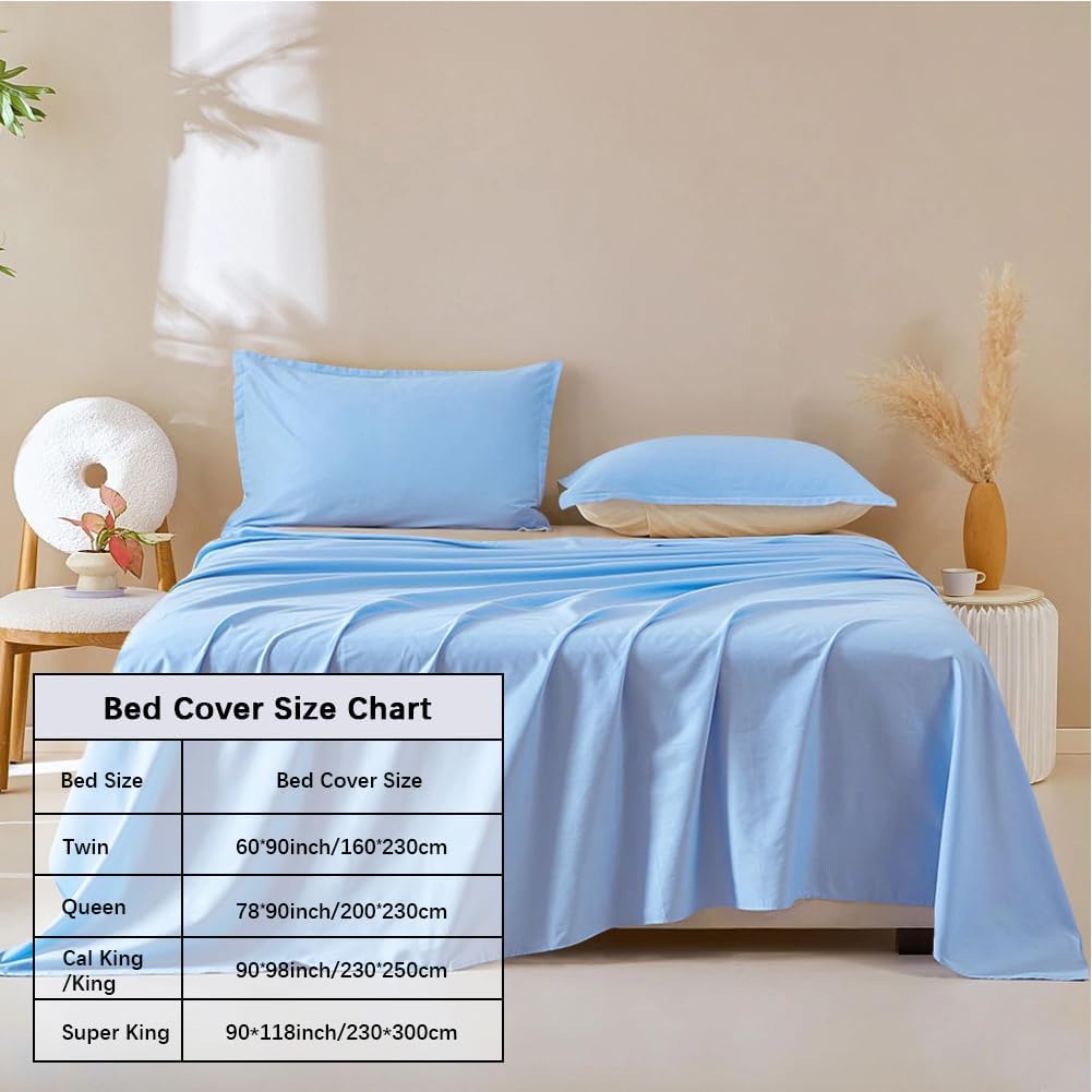 Detalle de DUJUIKE 100% wasserdichte Schutzdecke als Matratzenschoner (Himmelblau) – Cal King/King 230×250 cm