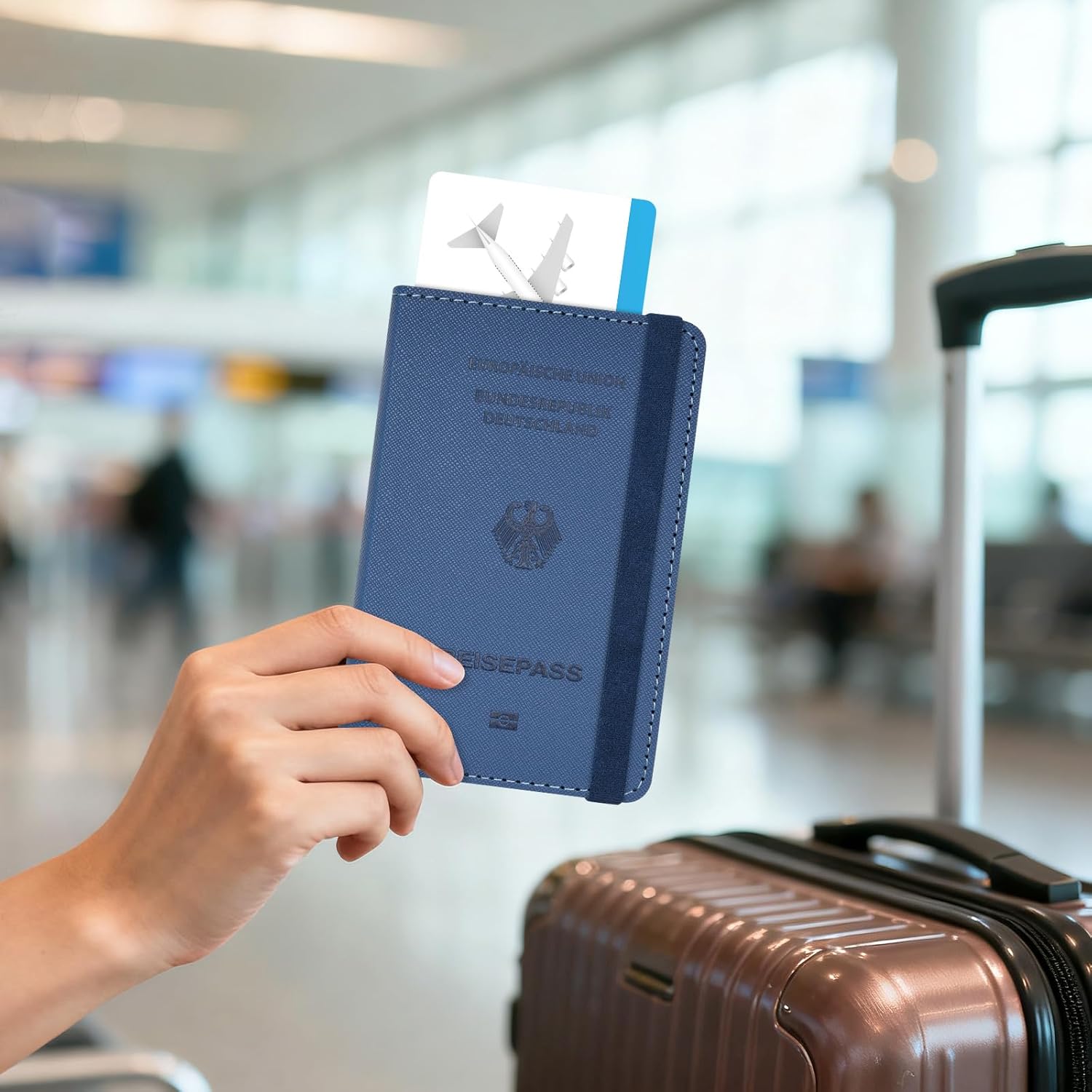 Detalle 2 de YAVIV Reisepasshülle Premium Leder – Reise-Organizer mit RFID-Schutz, Blau