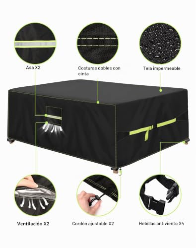 Detalle de VDISRR Funda para muebles de jardín 300 x 200 x 90 cm Oxford 420D