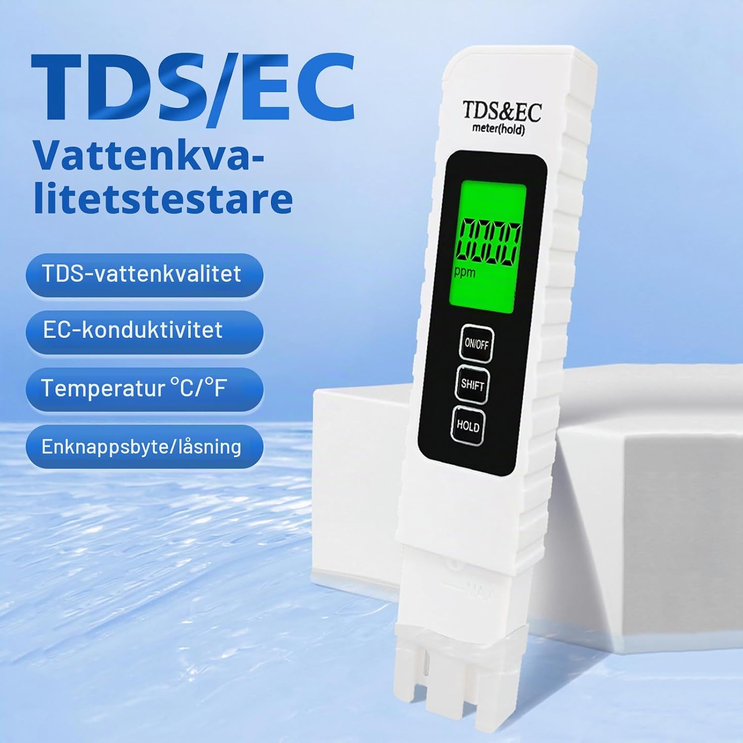 Detalle 2 de Aideepen 3-i-1 vattenkvalitetsmätare för TDS, EC och temperatur med LCD-belysning