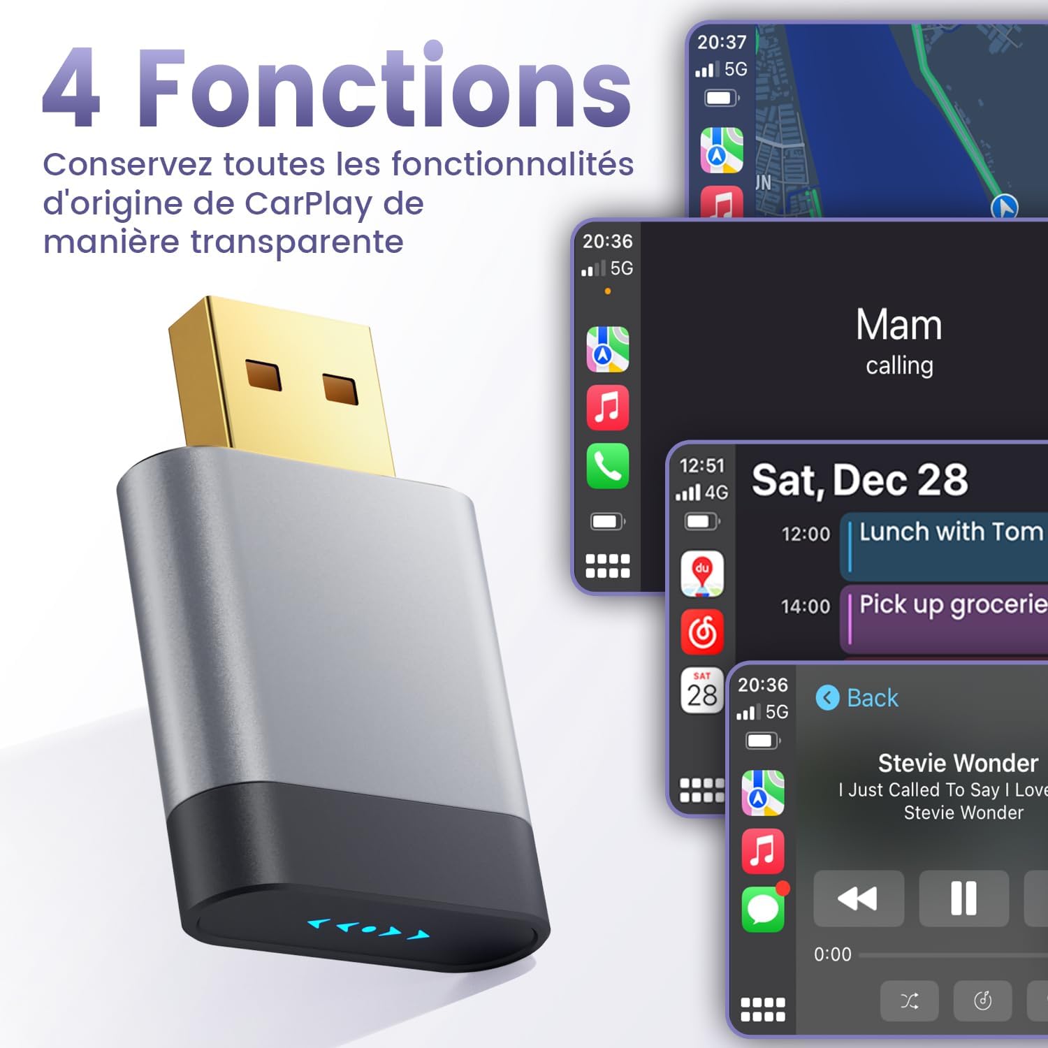 Thumbnail 2 de Mini Adaptateur CarPlay sans Fil pour Apple — Connexion rapide et stable, sans latence ni surchauffe