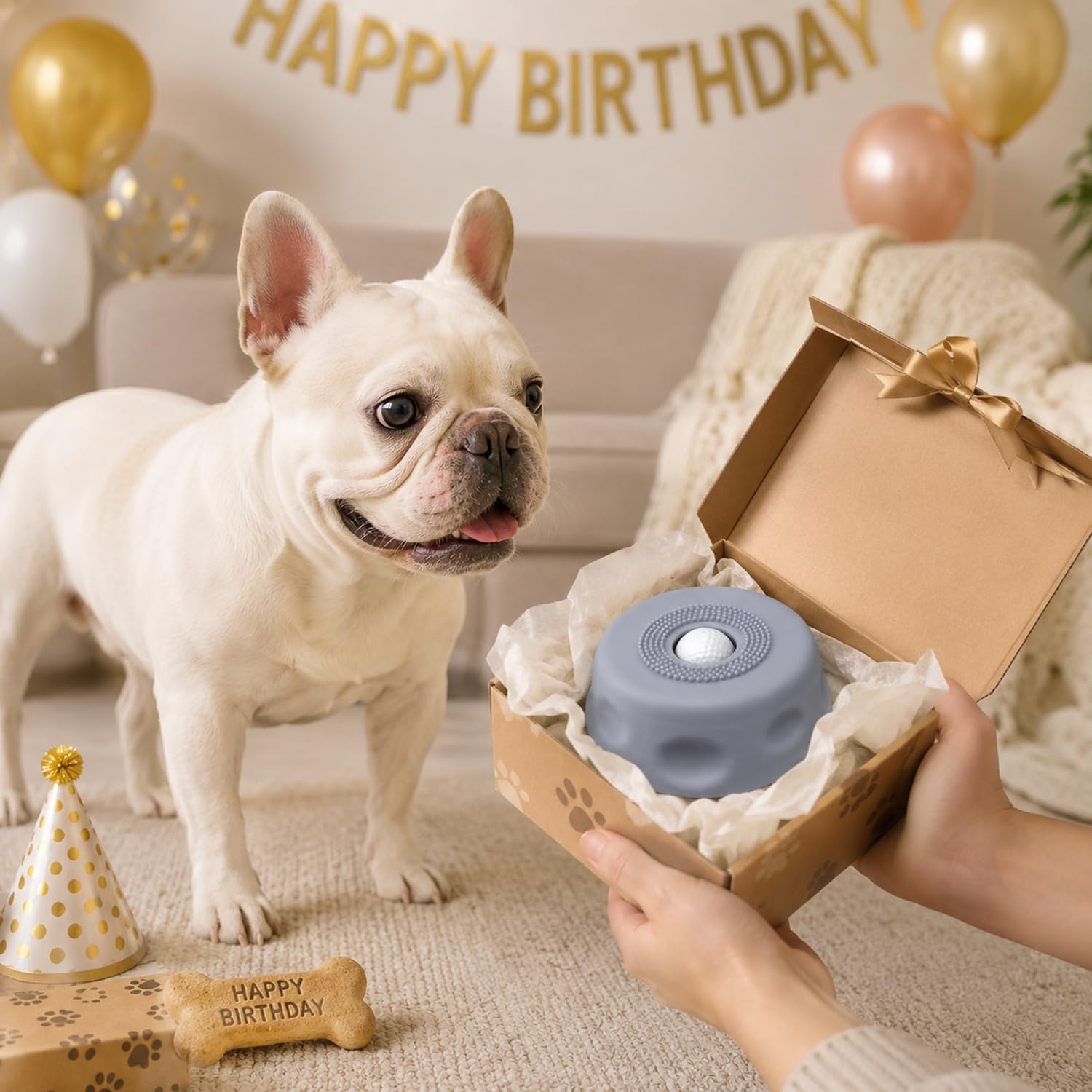 Detalle de Qwicktail Dog Licking Bowl with Ball, 250ml Capacity – Anti-Slip Silicone Lick Bowl for Slower Eating