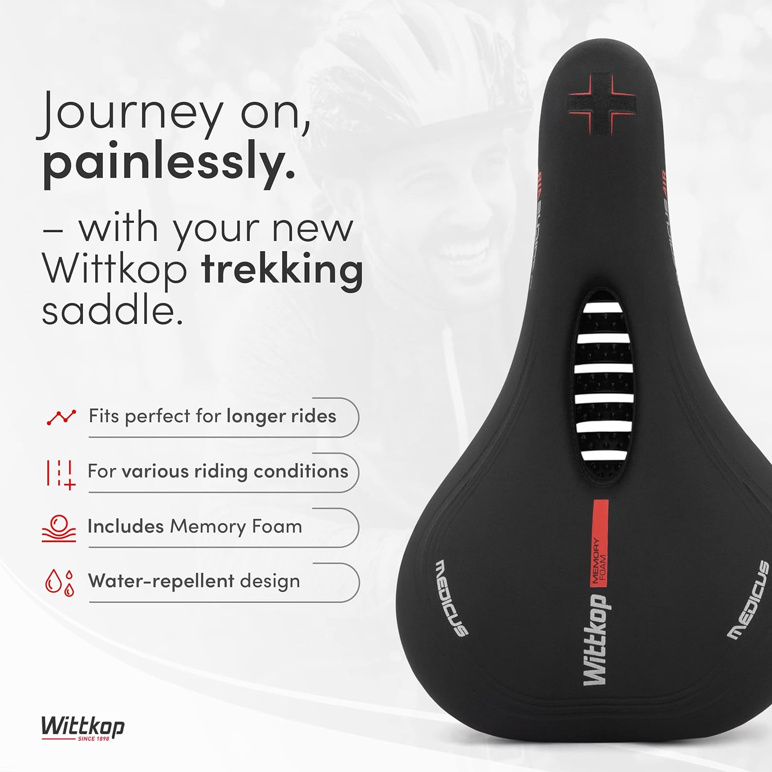 Detalle de Wittkop Waterproof Bike Seat with Innovative 5-Zone Concept for Men & Women