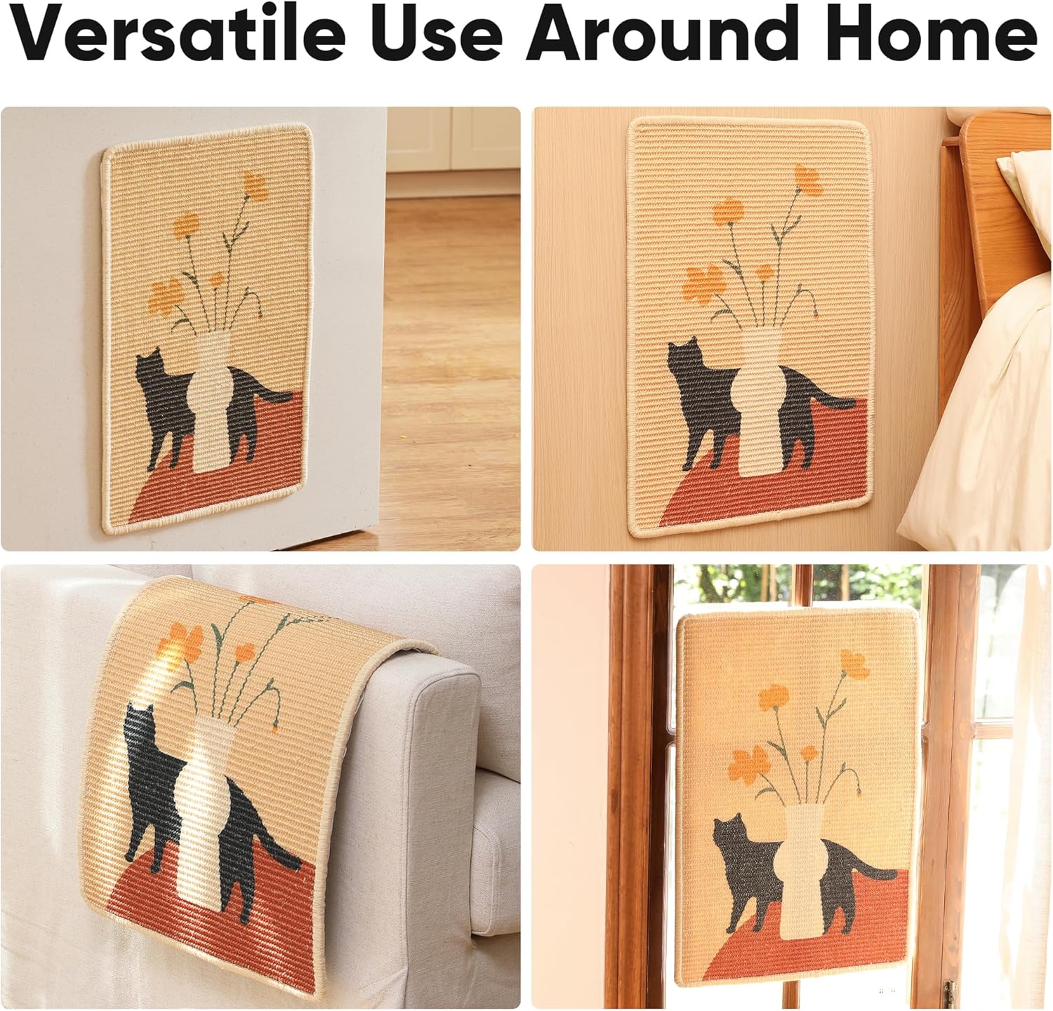 Thumbnail 6 de Tapis griffoir FUKUMARU en sisal naturel 60 x 40 cm pour chat (intérieur) avec bandes adhésives