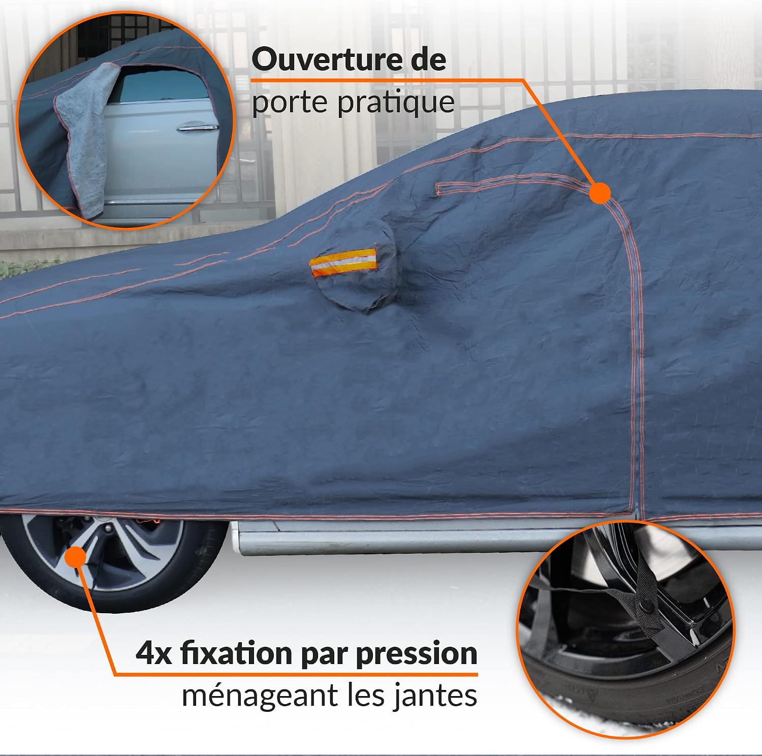 Detalle de Upgrade4cars Bâche de Protection Voiture Extérieure XL – Housse SUV Universelle 533 x 196 x 150 cm