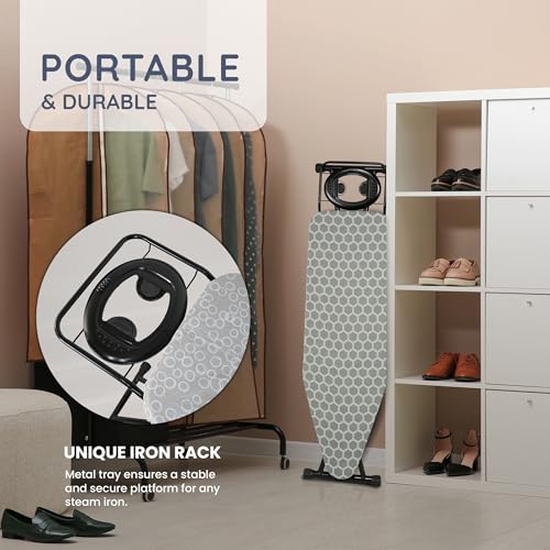 Thumbnail 7 de CUQOO Ironing Board 122x38cm with 2 Covers: Stable, Height-Adjustable and Heavy-Duty