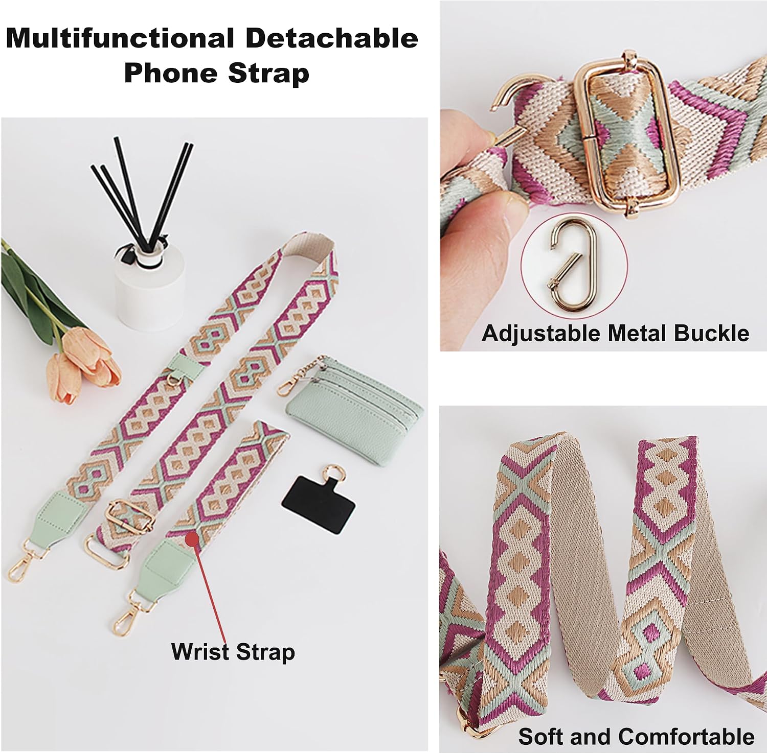 Thumbnail 1 de SCINYMC Clip and Go Strap for Phone with Wallet Crossbody (Khaki) — Adjustable Phone Lanyard with Zippered Pouch
