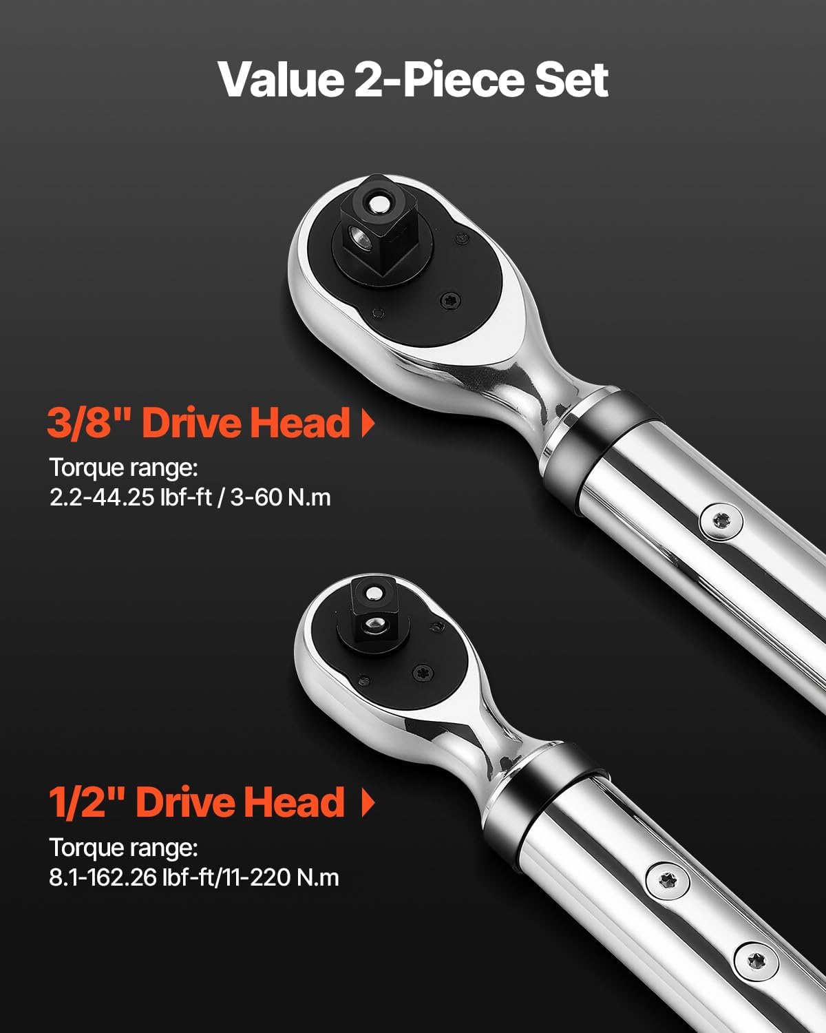 Detalle 2 de VEVOR SX3812 Digital Torque Wrench Set, 3/8 and 1/2-Inch Drives