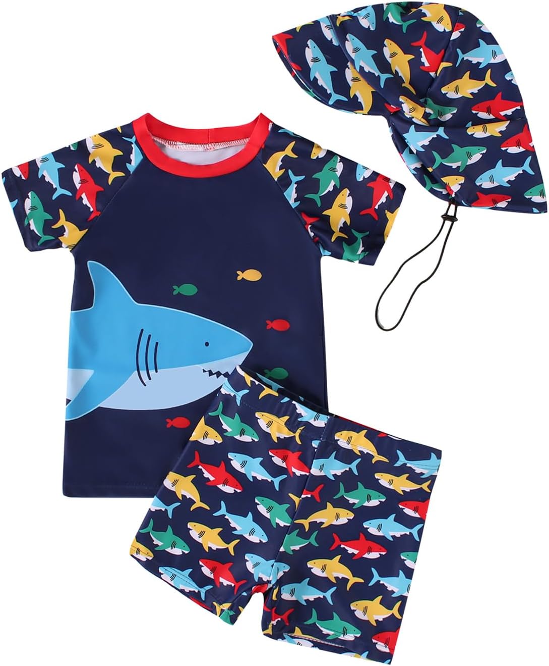 Detalle de WYTbaby Costume da bagno per bambini – set 3 pezzi, UV protection, a due pezzi con cappello, taglie da 3 mesi a 3 anni