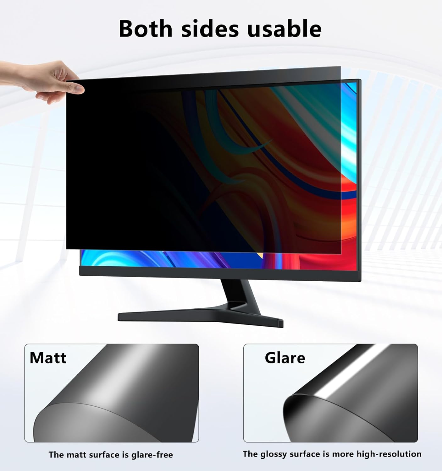 Detalle de PYS 23.8 Inch Privacy Screen for 24-inch Monitors (16:9) – Anti-Glare, Anti-Blue Light, Removable