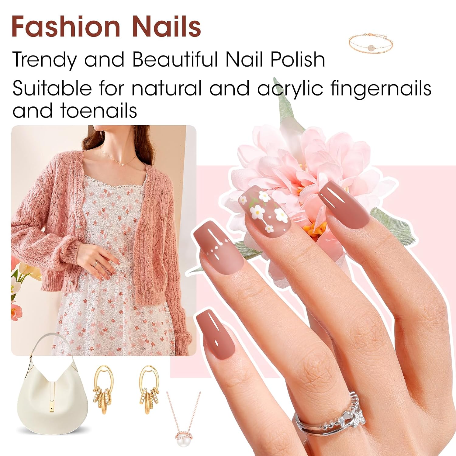 Detalle de GELLEN Nail Polish Neutral Earth Tones: 6-Color Nude Dusty Rose Set for All Seasons
