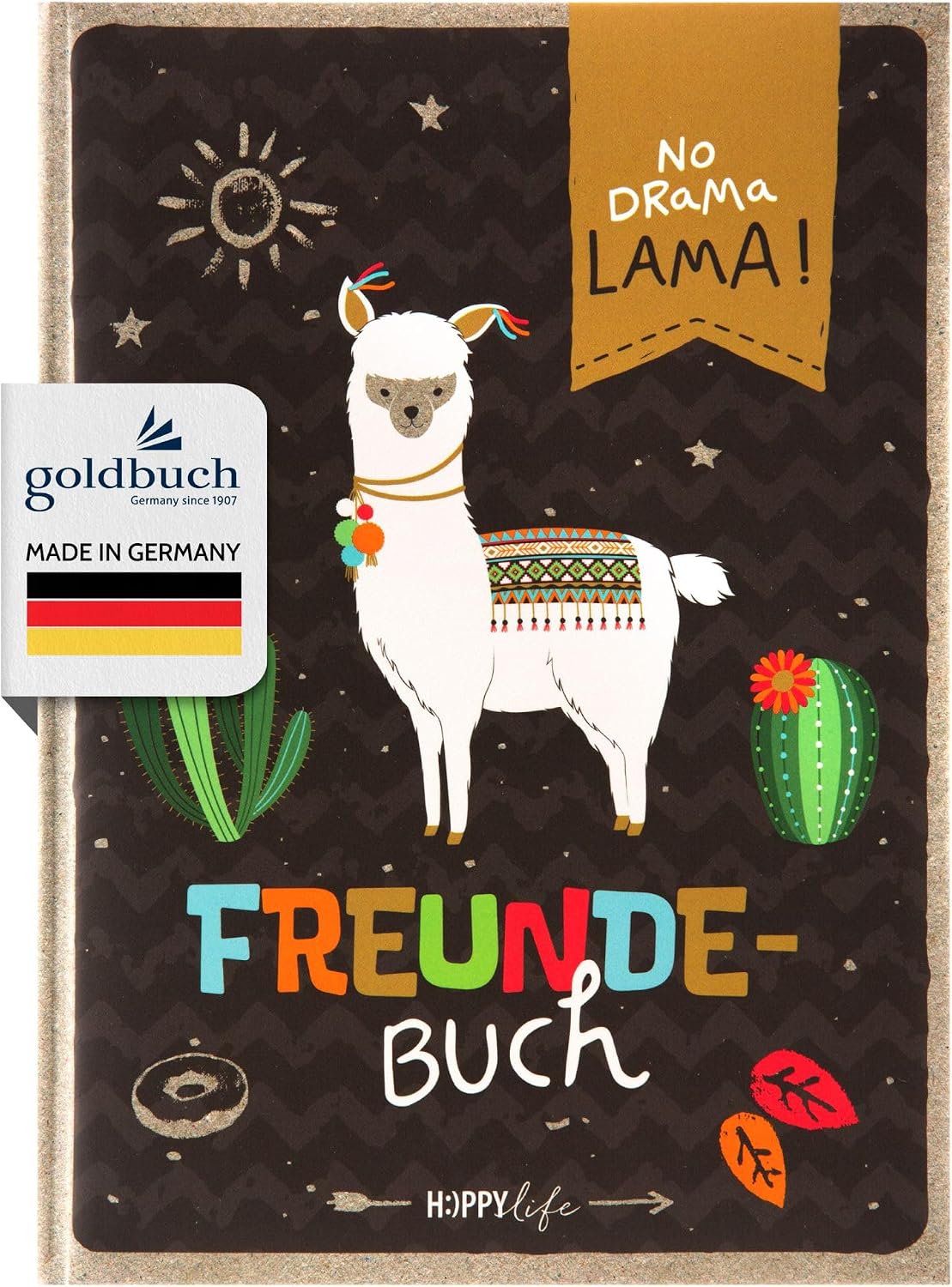 Detalle de goldbuch 43581 Freundebuch Happylife Lama (DIN A5) – Erinnerungs- und Notizbuch zum Ausfüllen mit 84 Seiten
