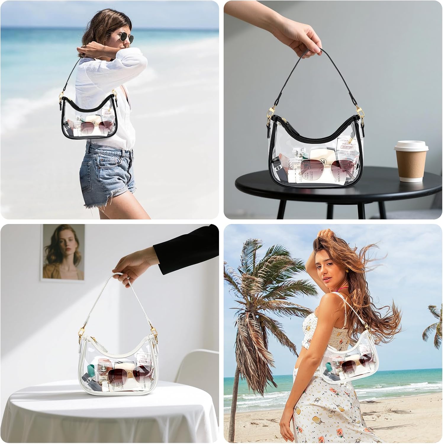 Detalle de KKXIU Shoulder Bag for Women: Clear PVC Crossbody/Hobo Style for Stadiums and Everyday Use
