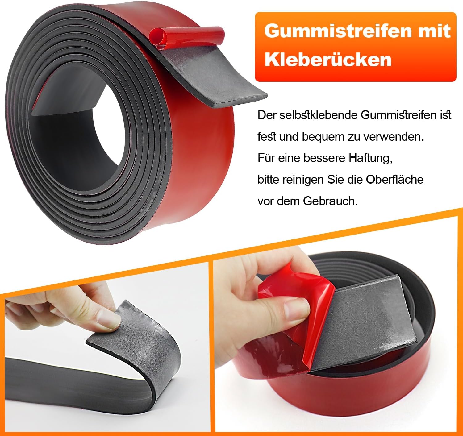 Detalle 2 de Vefhby Gummistreifen Selbstklebend – Vollgummi Neoprenmatte 25 mm x 3 mm x 3 m
