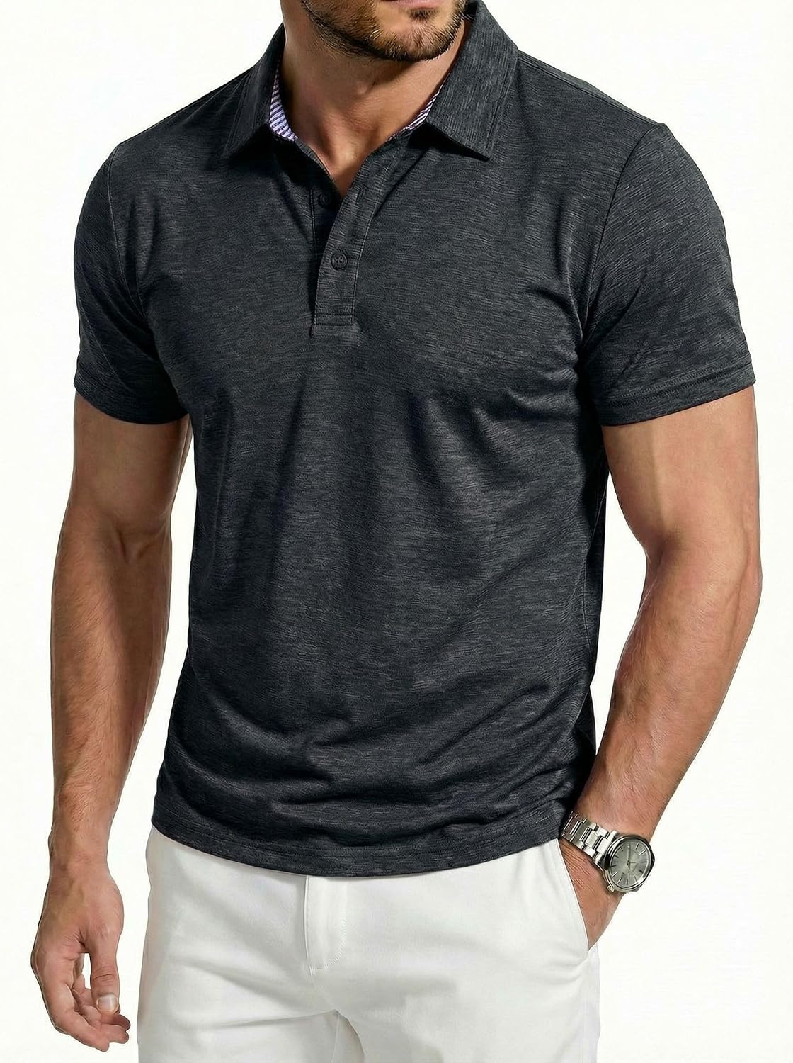 Thumbnail 1 de EKLENTSON Men's Polo Shirt: Quick-Dry Summer Golf Polo with 3 Buttons