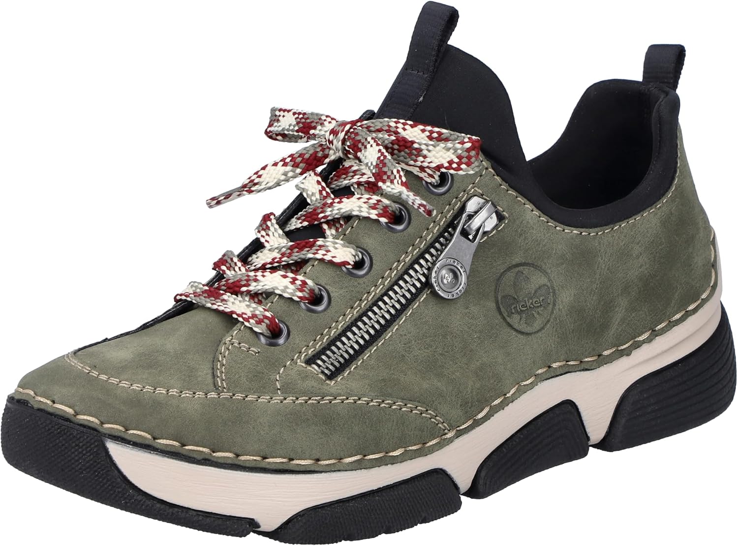 Detalle de Rieker Damen Low-Top Sneaker 45973 – Halbschuhe aus elastischem Scuba-Material