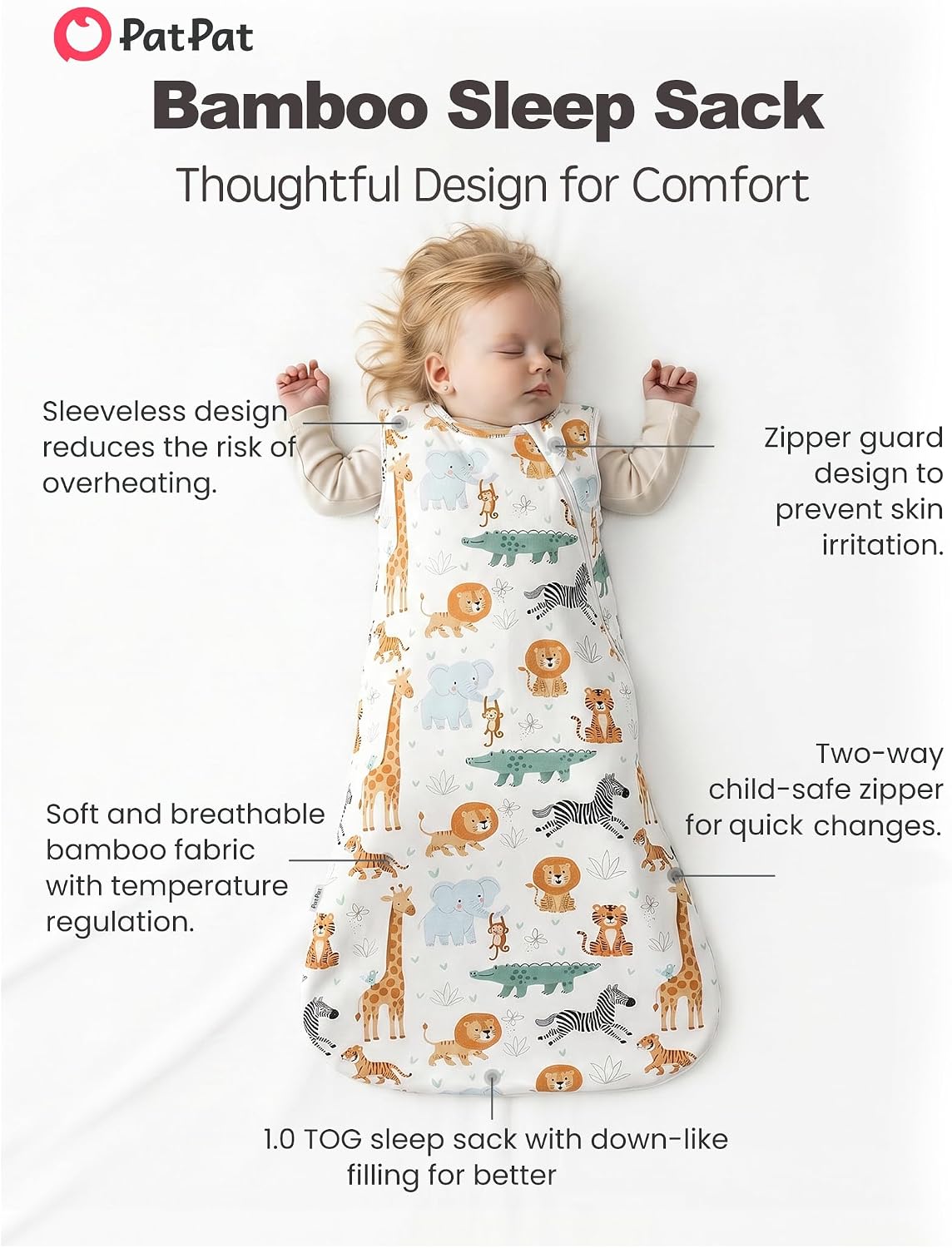 Thumbnail 2 de PATPAT Baby Sleep Sack in Bamboo Viscose