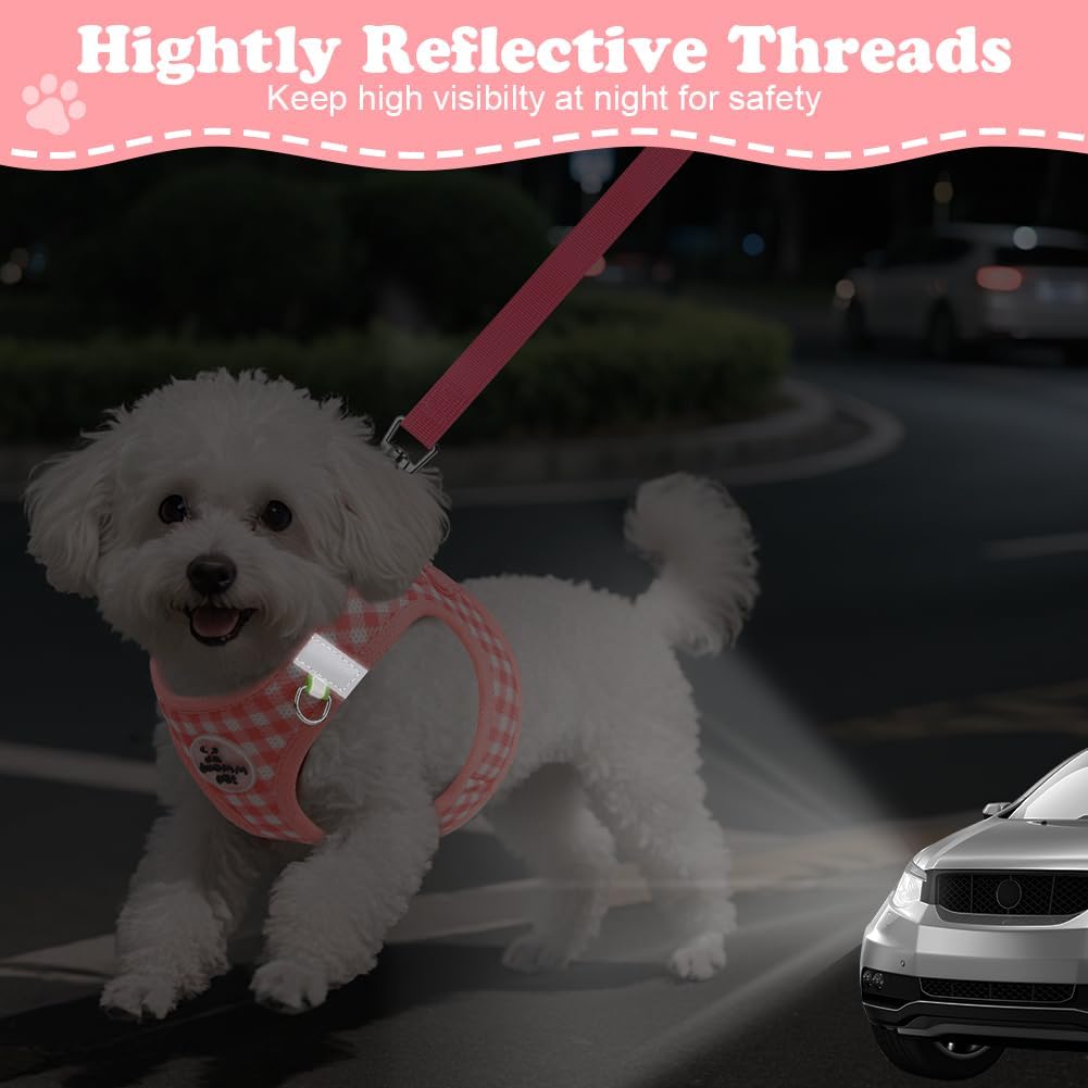 Detalle de OFFCUP Ensemble Harnais pour Chiens – Harnais anti-traction et laisse assortie, Rose, XS