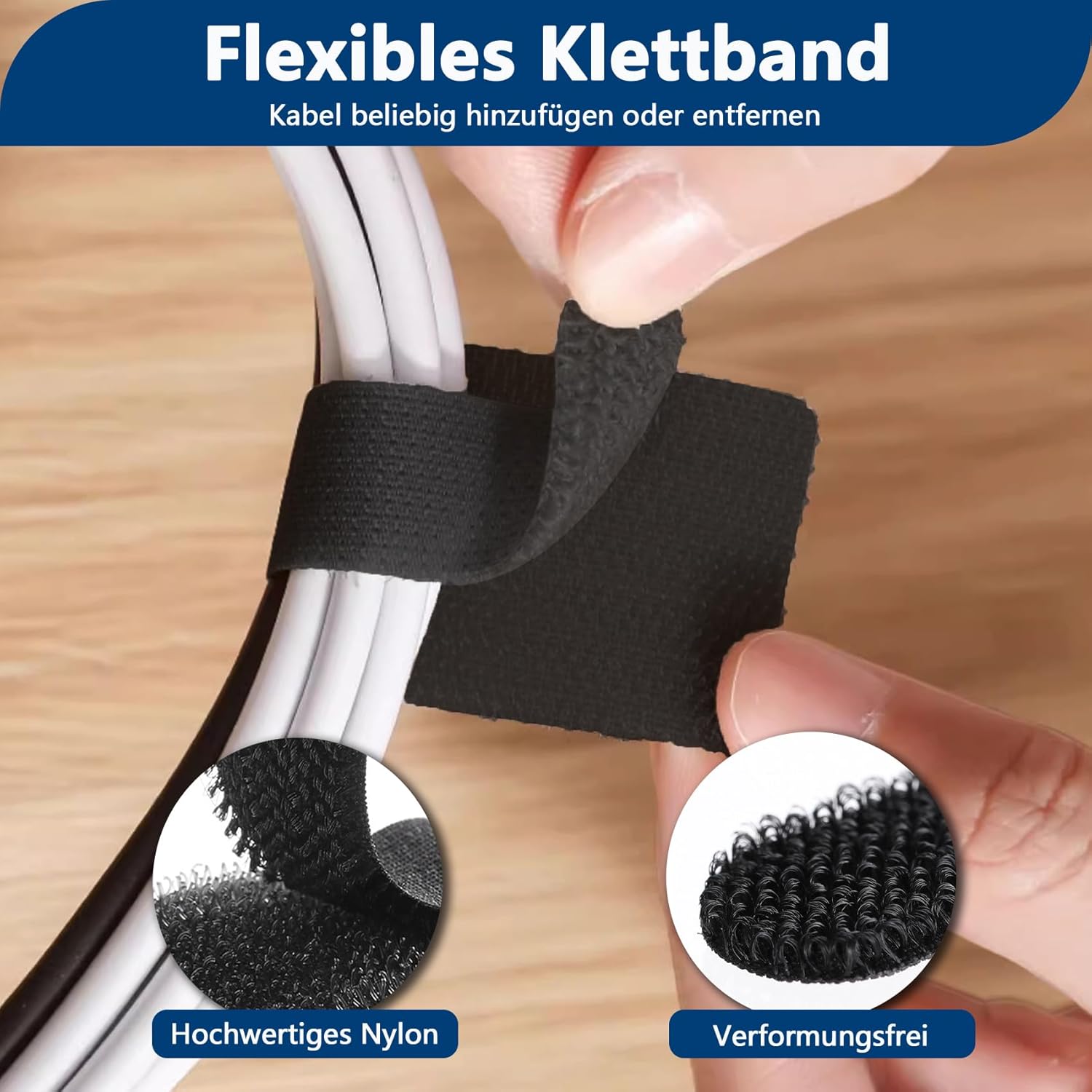 Thumbnail 5 de Abnii 50 Stück selbstklebende Kabelbinder mit Klettband für Kabelmanagement am Schreibtisch (Grey, Small)