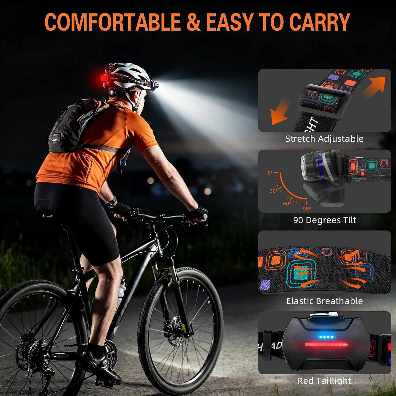 Detalle 2 de MIOISY TG-TD073 Rechargeable LED Headlamp 2-Pack, 8 Modes, IPX4