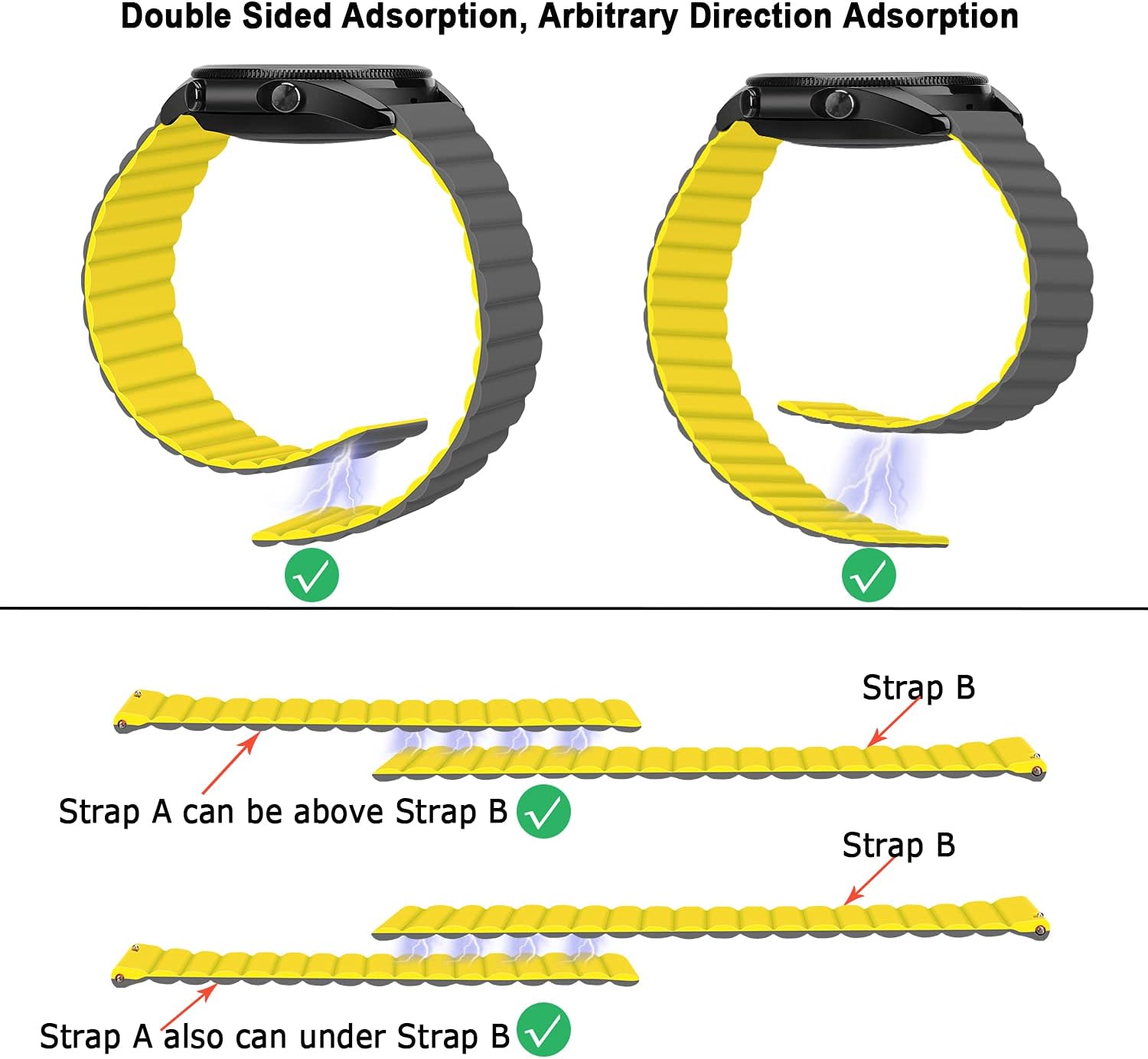 Detalle de Tasikar 20mm Magnetic Silicone Strap for Samsung Galaxy Watch 6/5/4 and More