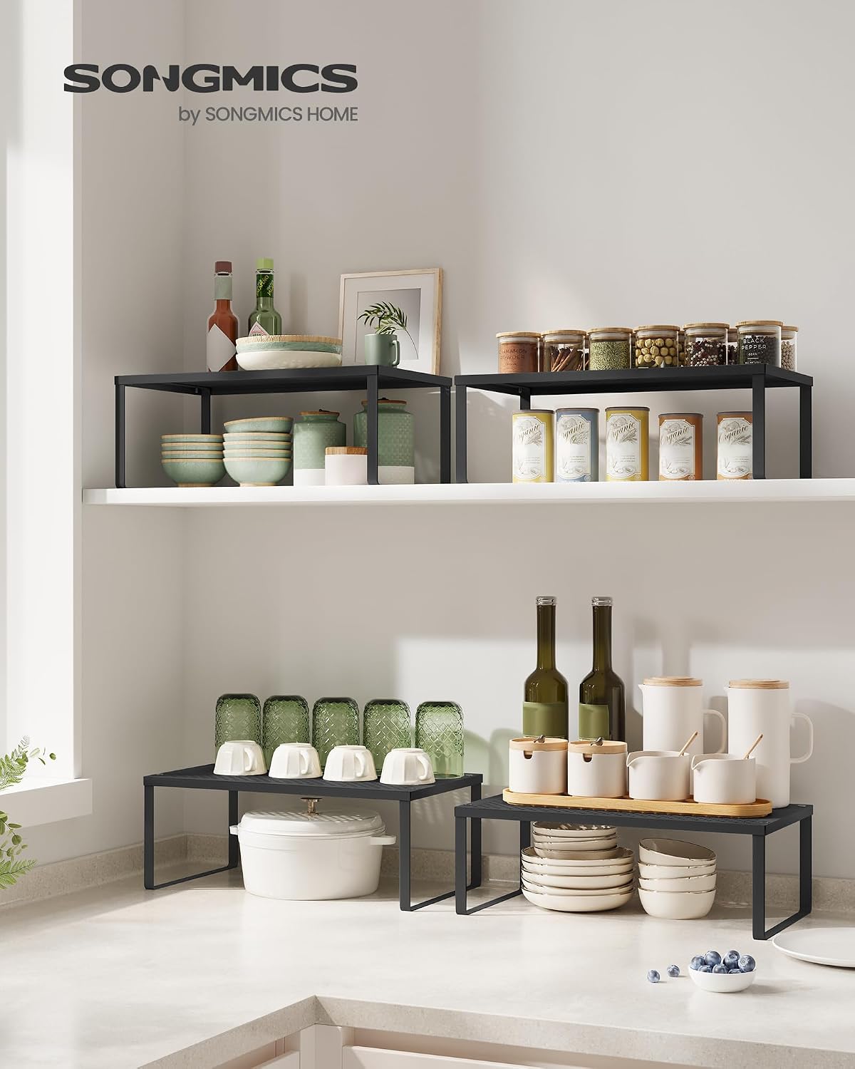 Thumbnail 1 de SONGMICS Spice Racks, Set of 2 Cupboard Organisers – Ink Black KCS401B01