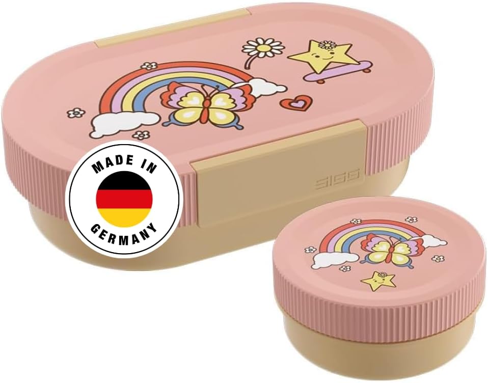 Detalle de Sigg LUMO Kids Lunchbox Rainbow Plus – Zweiteiliges Frühstücks- und Snacksystem für Schule, Kita & Freizeit
